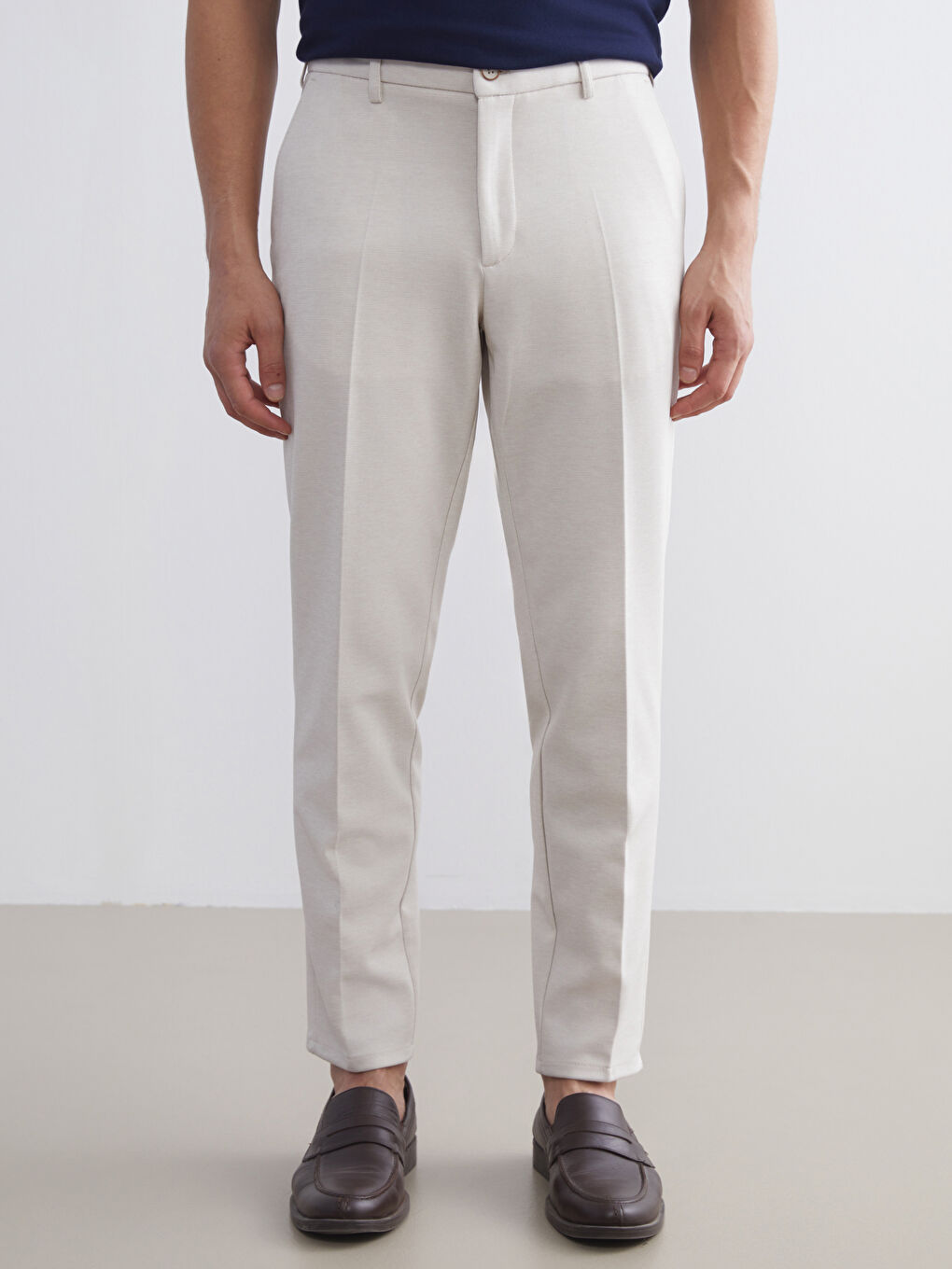 Bej Dar Kalıp Erkek Chino Pantolon-2