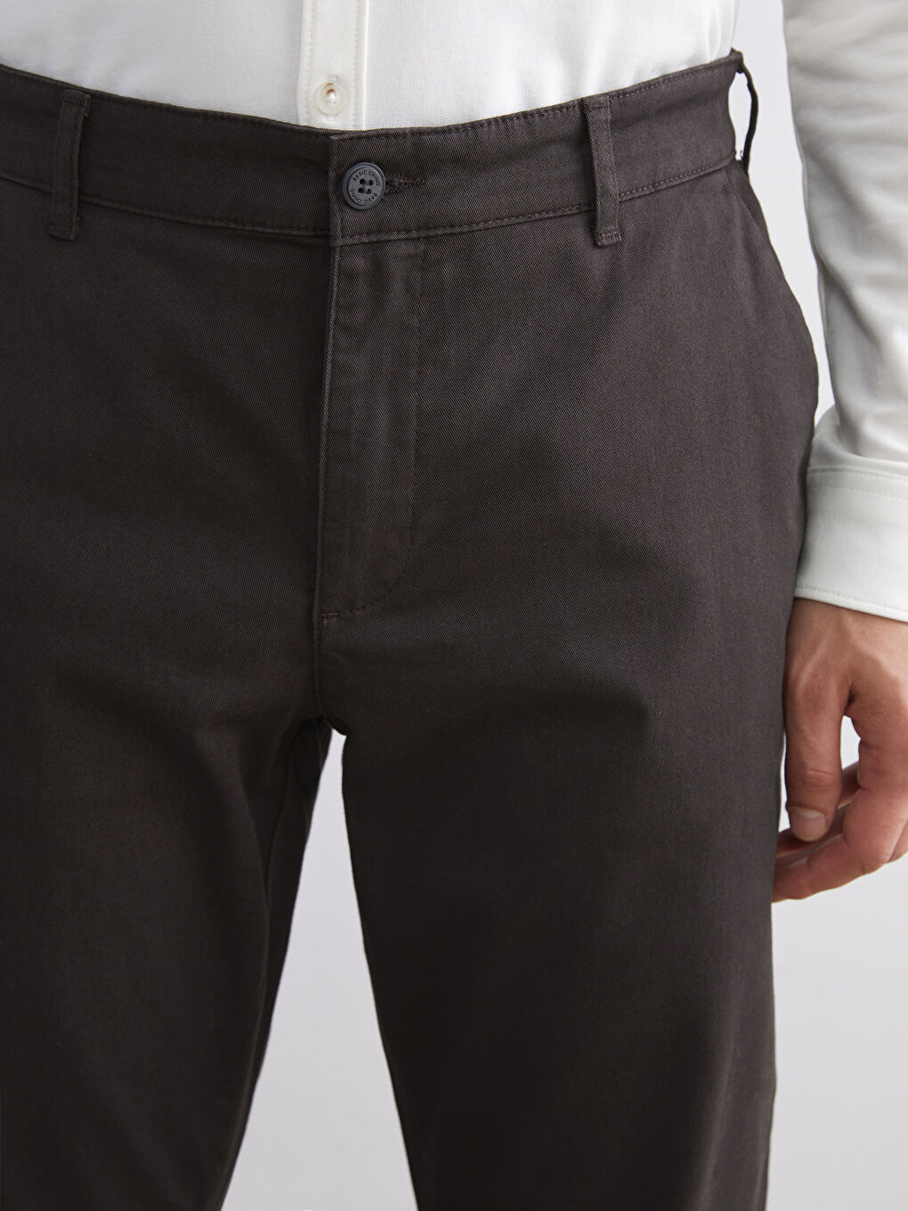 Kahverengi Standart Kalıp Gabardin Erkek Chino Pantolon-2