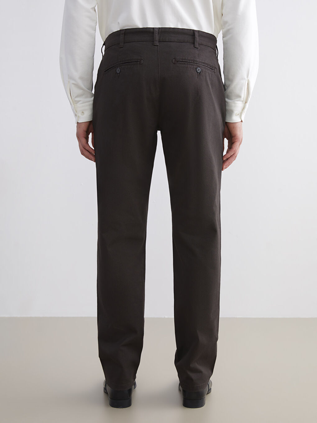 Kahverengi Standart Kalıp Gabardin Erkek Chino Pantolon-3