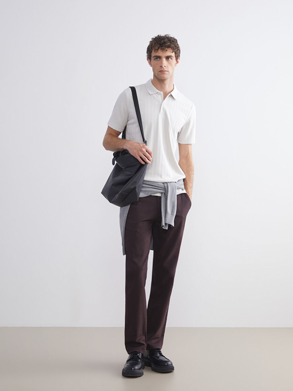 Kahverengi Standart Kalıp Gabardin Erkek Chino Pantolon