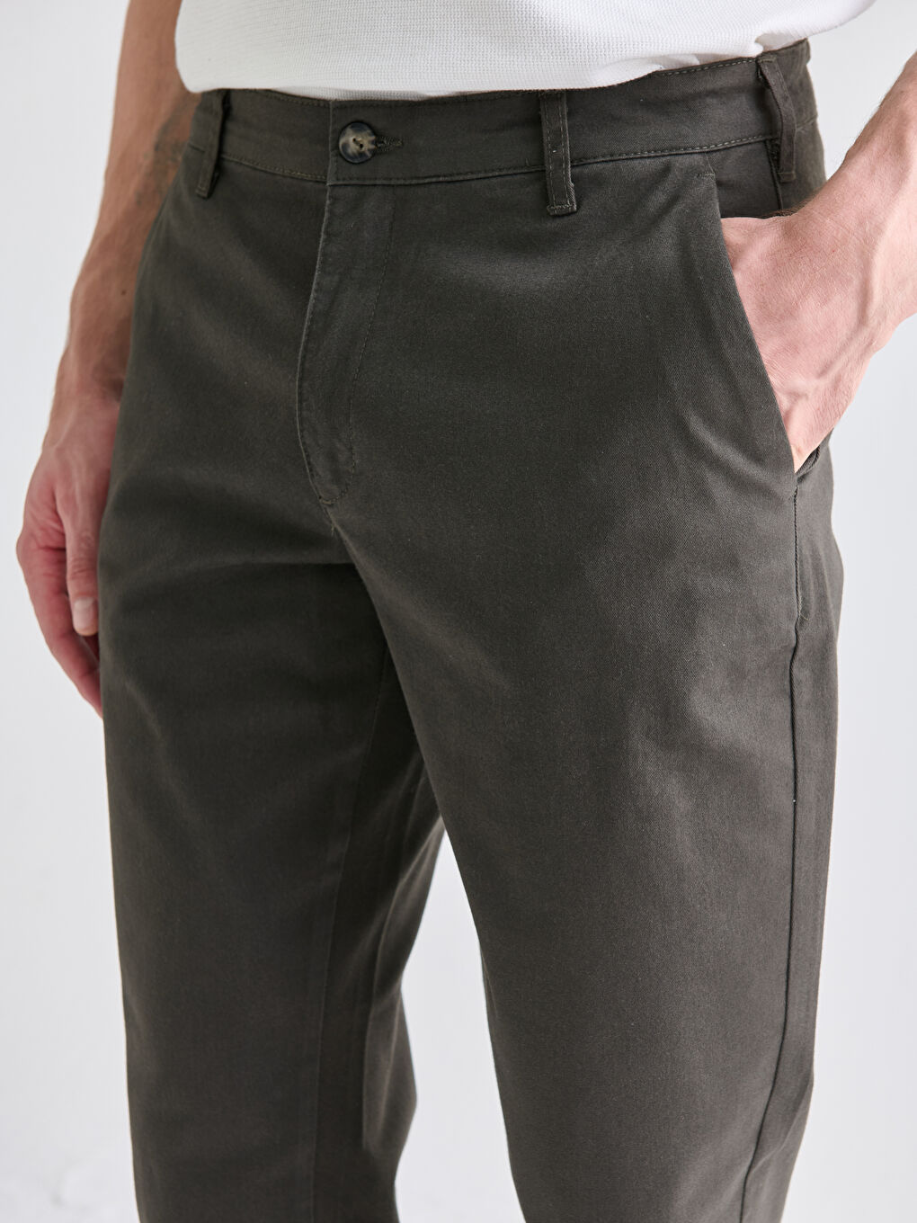 Large Size Standard Fit Gabardine Men's Chino Trousers-2