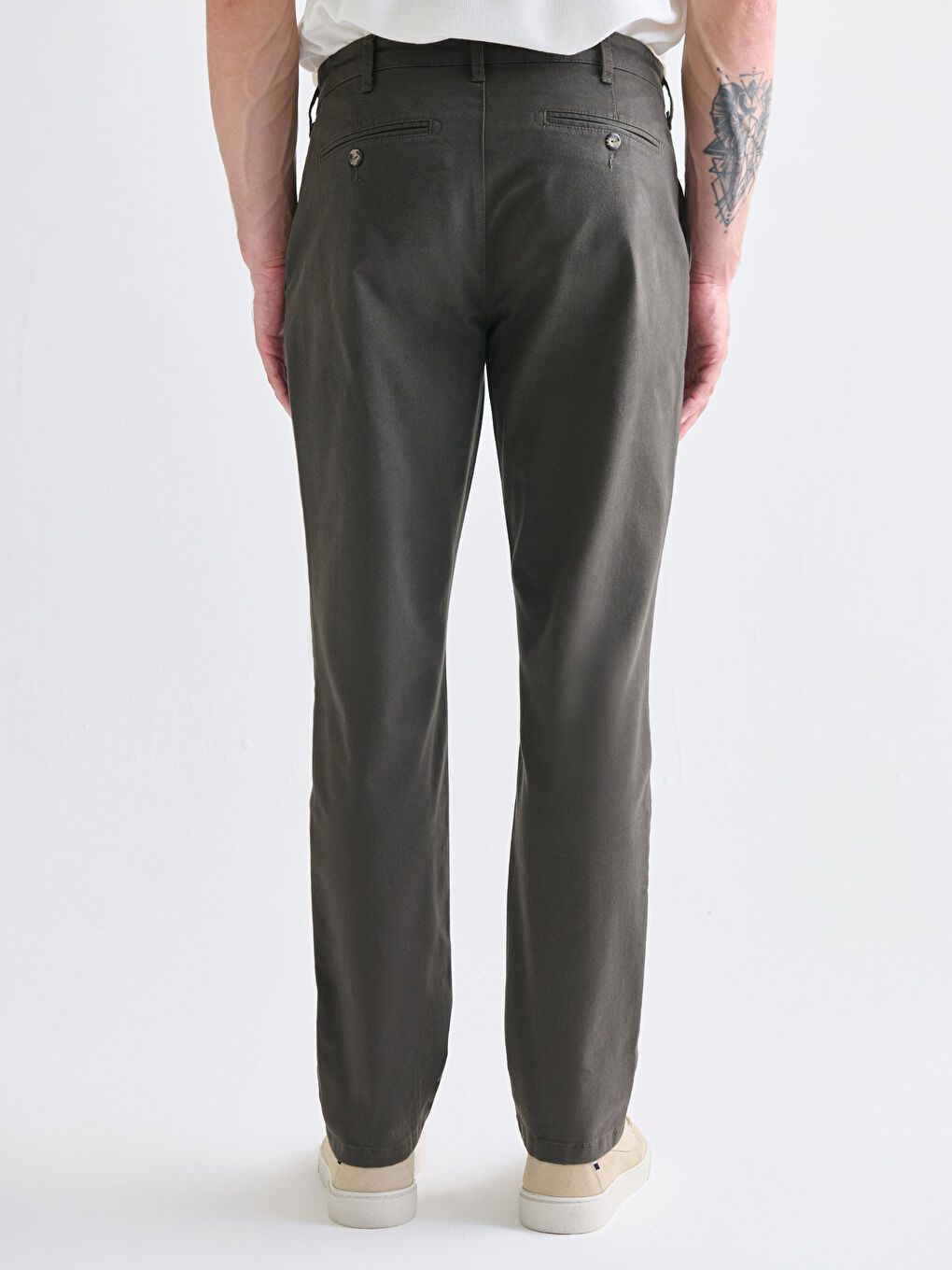Large Size Standard Fit Gabardine Men's Chino Trousers-3