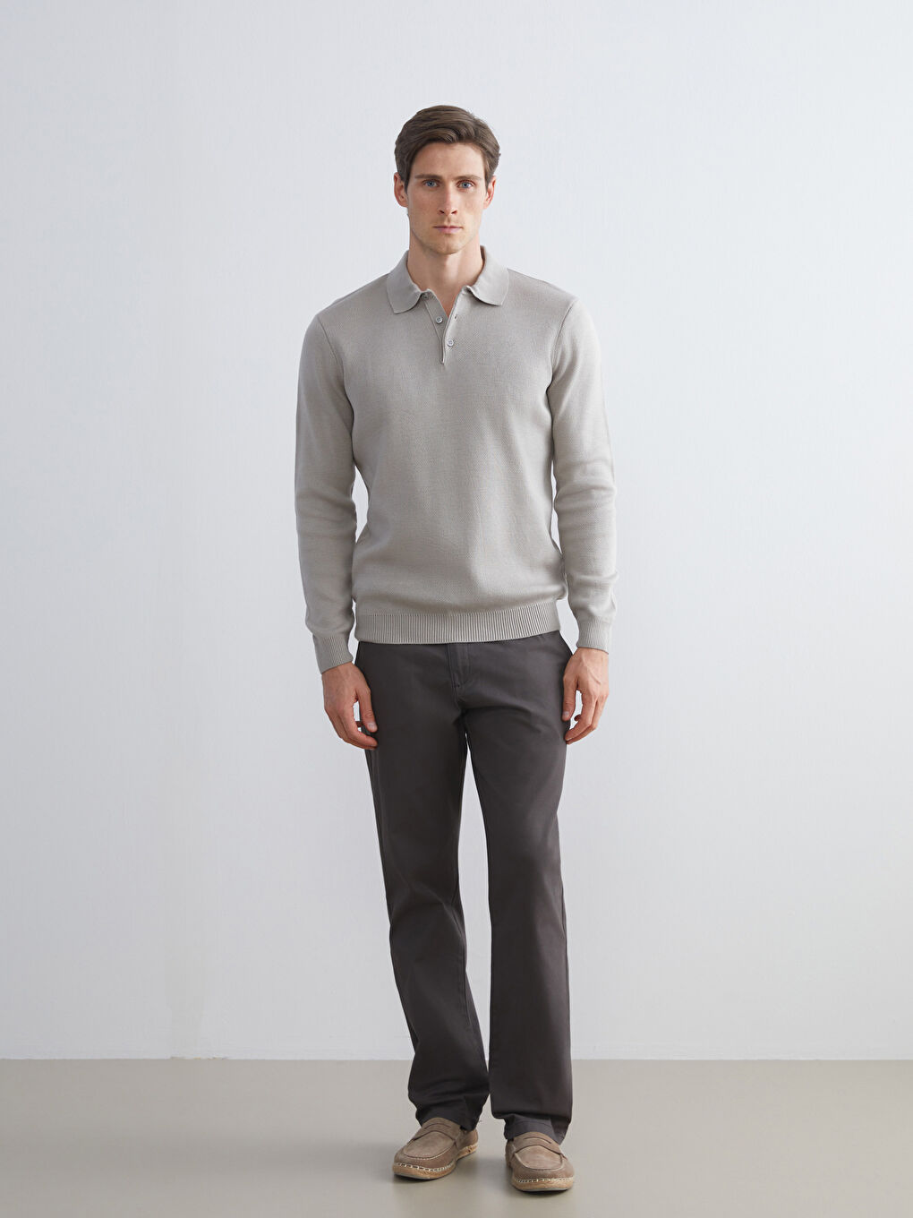 Large Size Standard Fit Gabardine Men's Chino Trousers