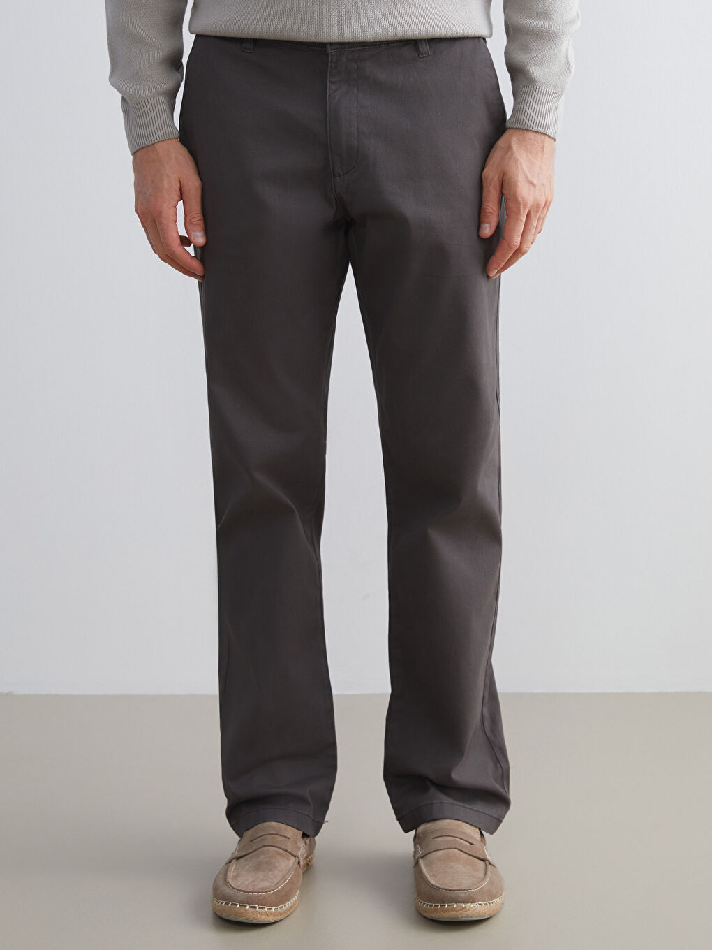 Large Size Standard Fit Gabardine Men's Chino Trousers-1
