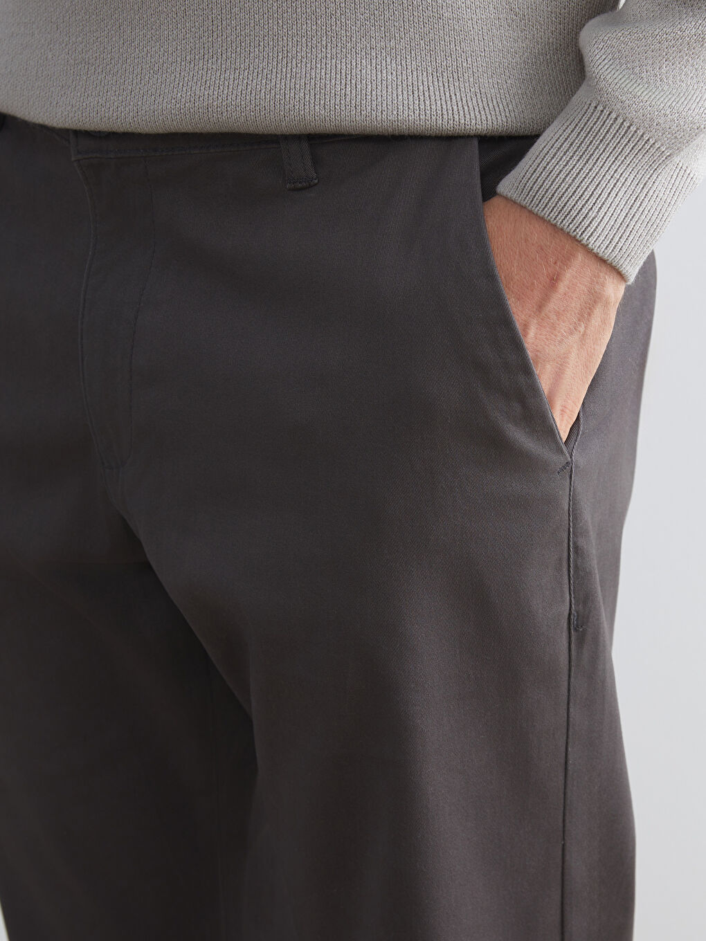 Large Size Standard Fit Gabardine Men's Chino Trousers-2