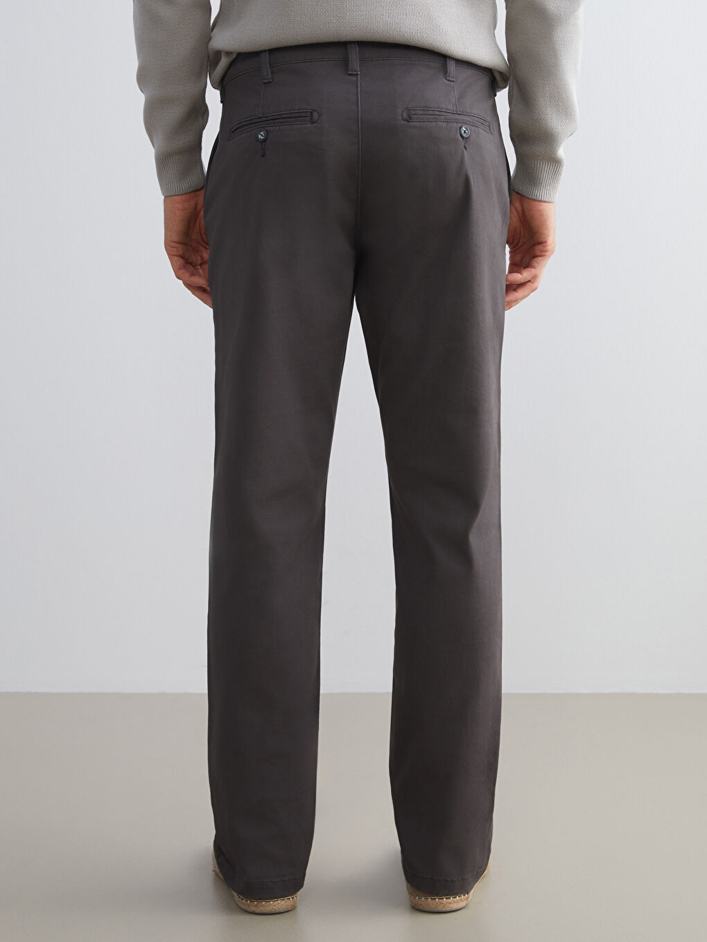 Large Size Standard Fit Gabardine Men's Chino Trousers-3