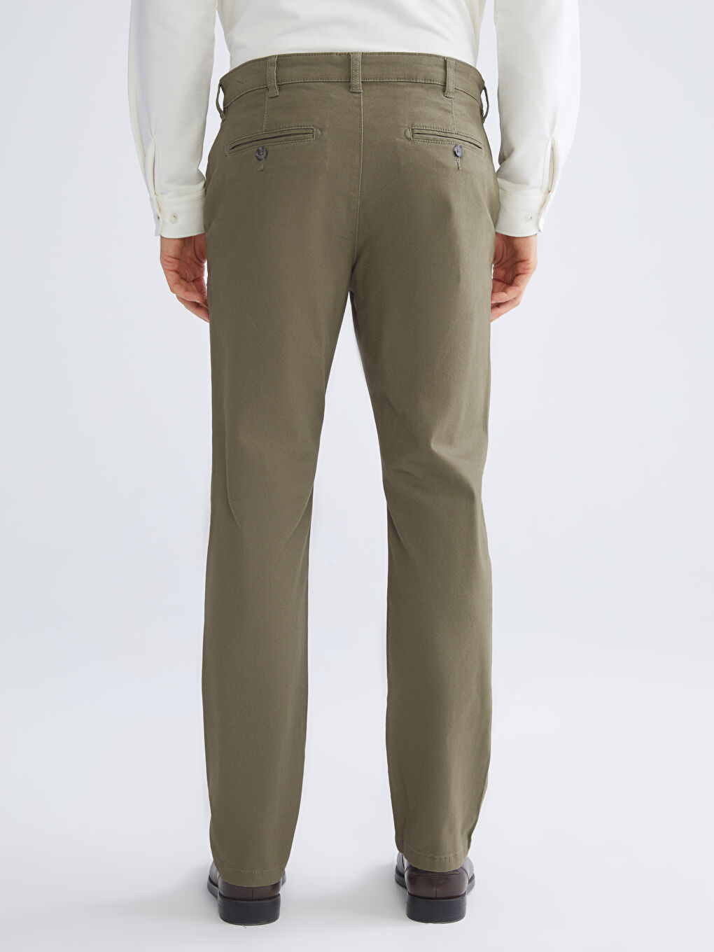 Haki Standart Kalıp Gabardin Erkek Chino Pantolon-3