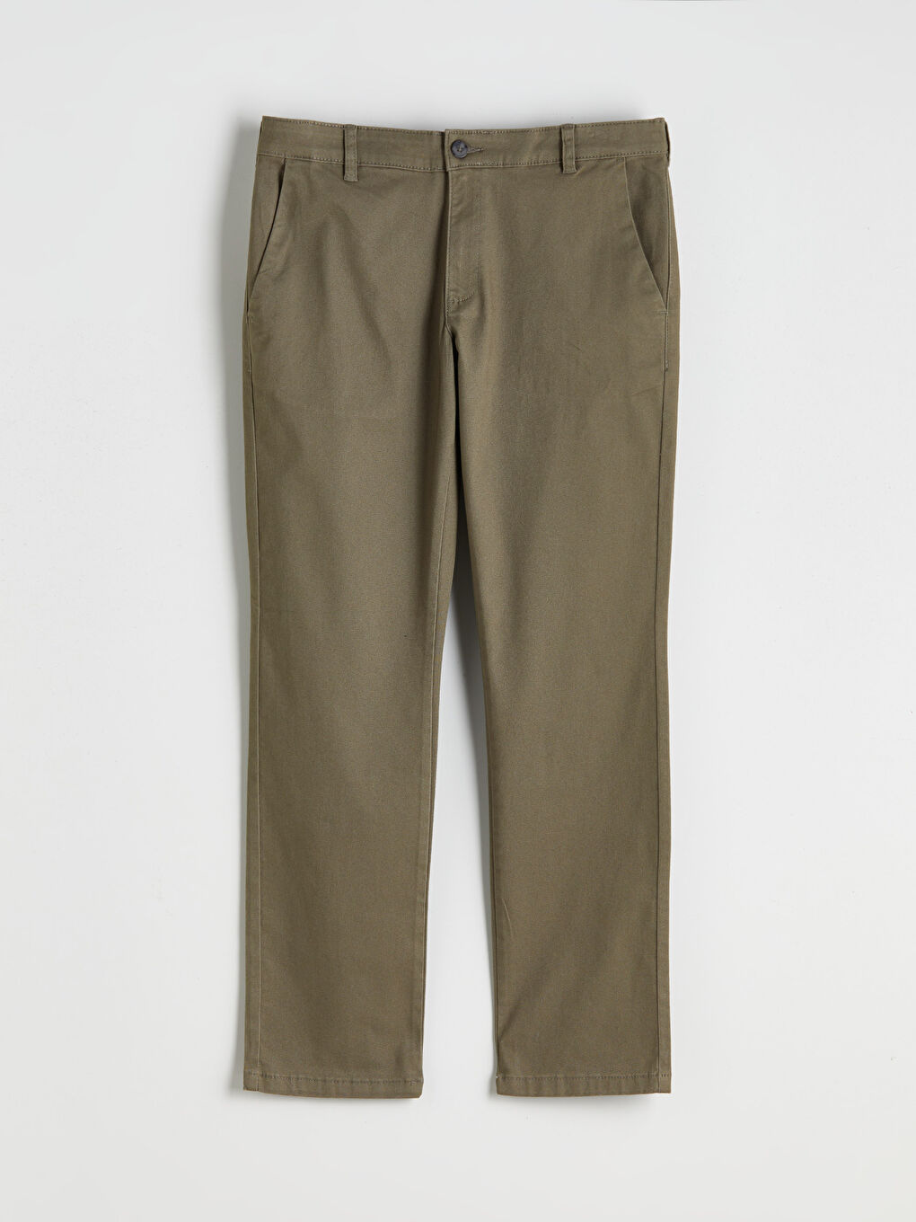 Haki Standart Kalıp Gabardin Erkek Chino Pantolon-4