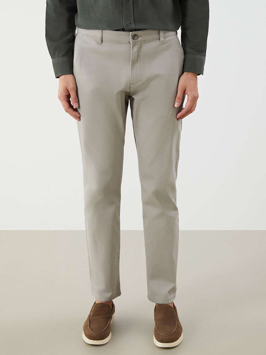 Standard Fit Gabardine Men's Chino Trousers -W51787Z8-PWN