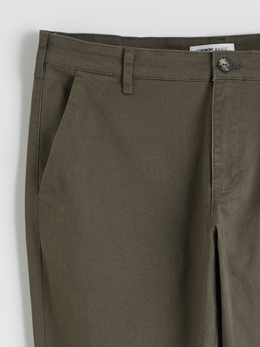 Haki Standart Kalıp Gabardin Erkek Chino Pantolon-5