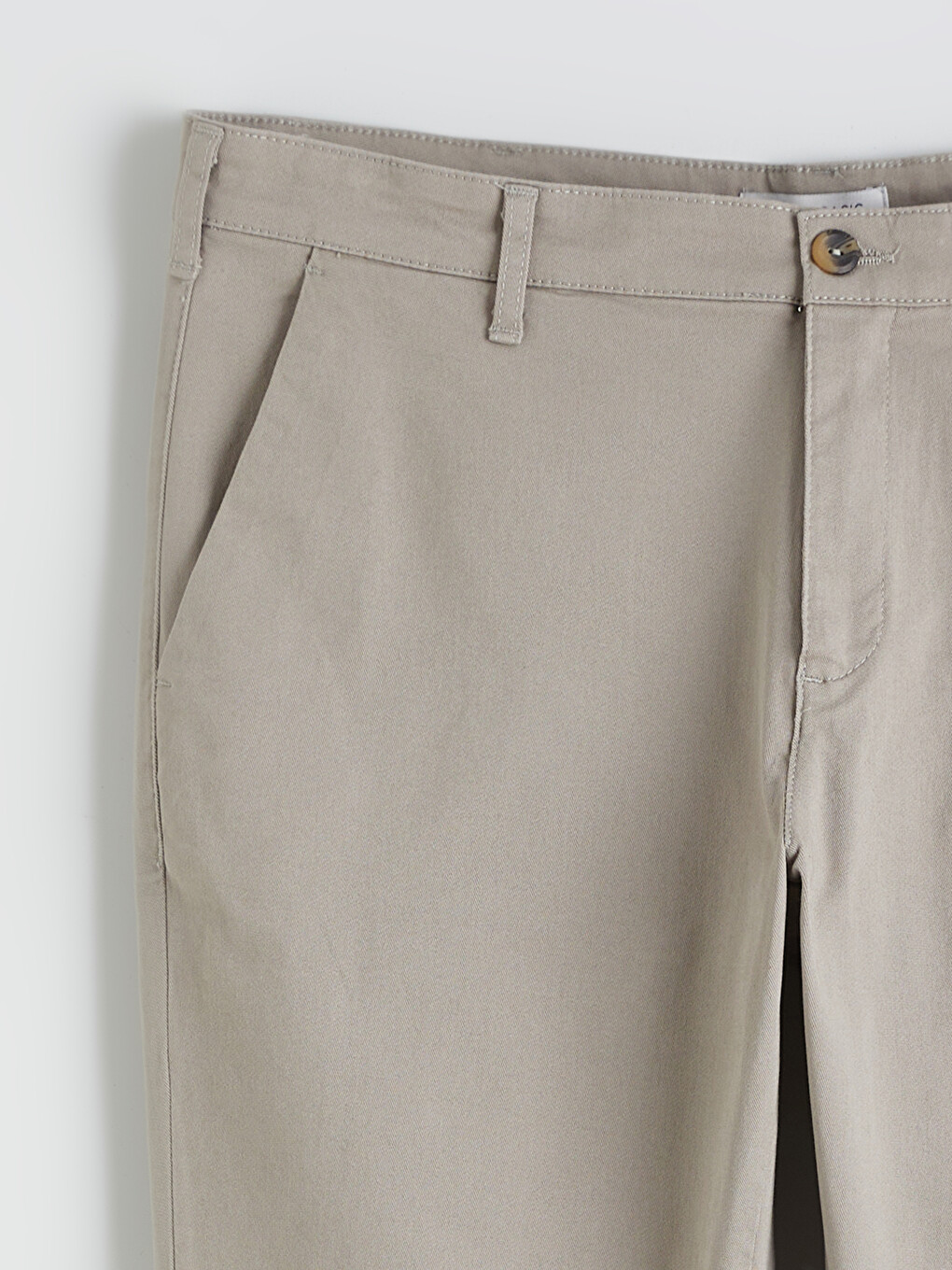 Bej Standart Kalıp Gabardin Erkek Chino Pantolon-5