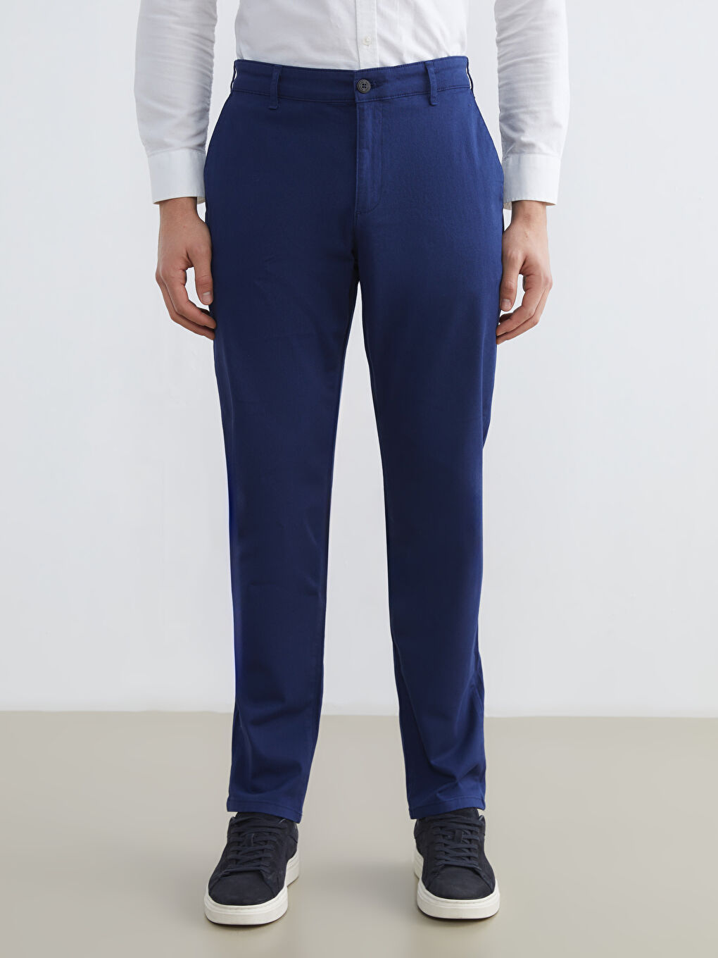 Lacivert Dar Kalıp Erkek Chino Pantolon-1