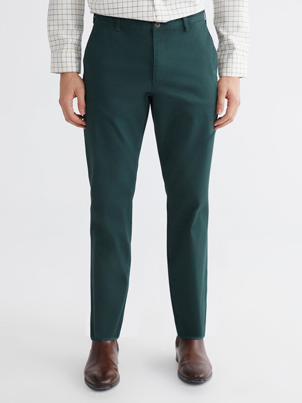 Yeşil Dar Kalıp Erkek Chino Pantolon-1