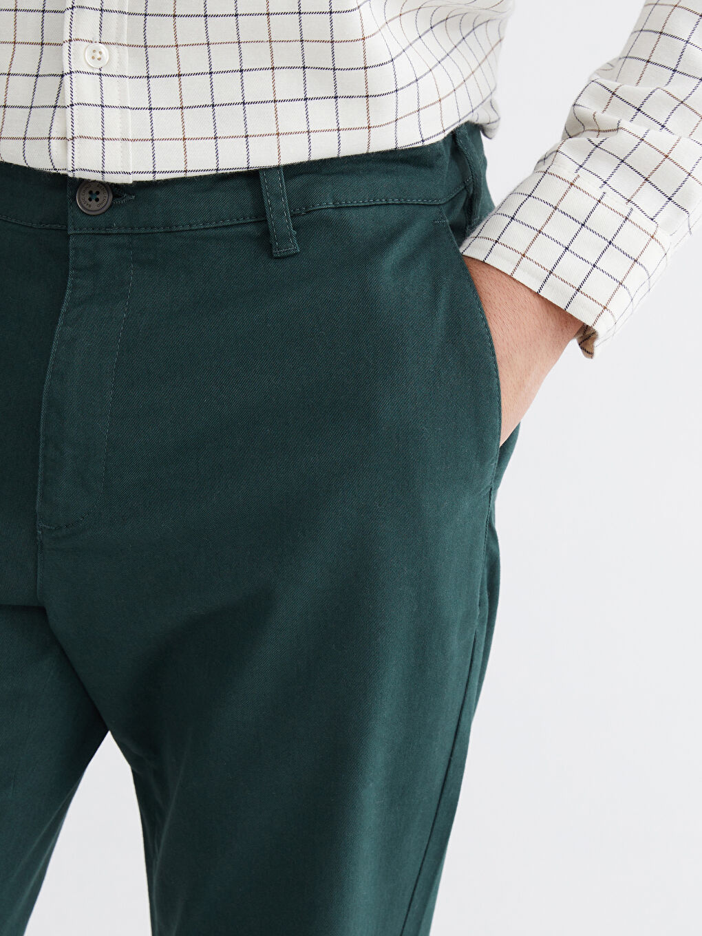 Yeşil Dar Kalıp Erkek Chino Pantolon-2