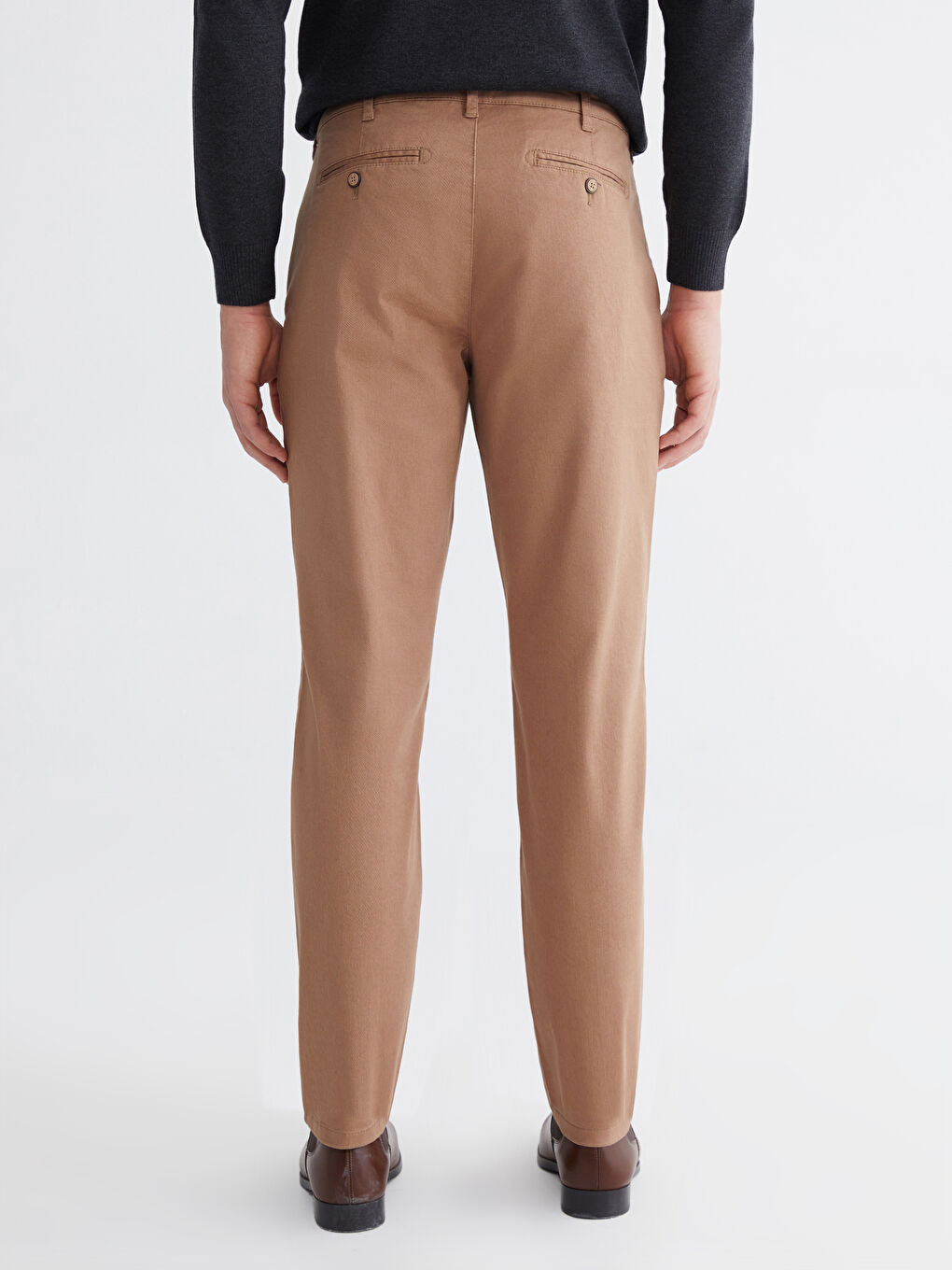 Kahverengi Dar Kalıp Erkek Chino Pantolon-3