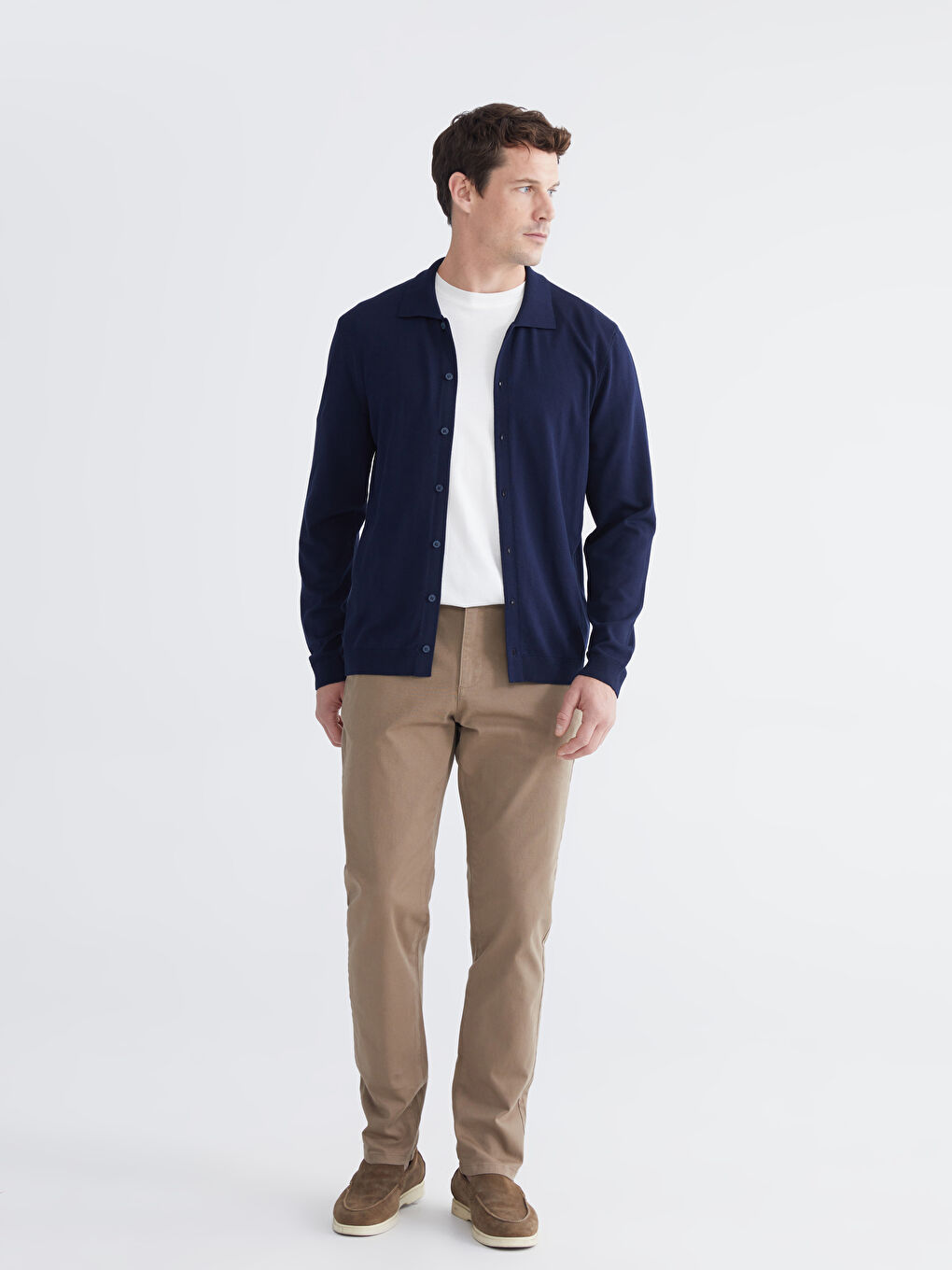 Kahverengi Dar Kalıp Erkek Chino Pantolon