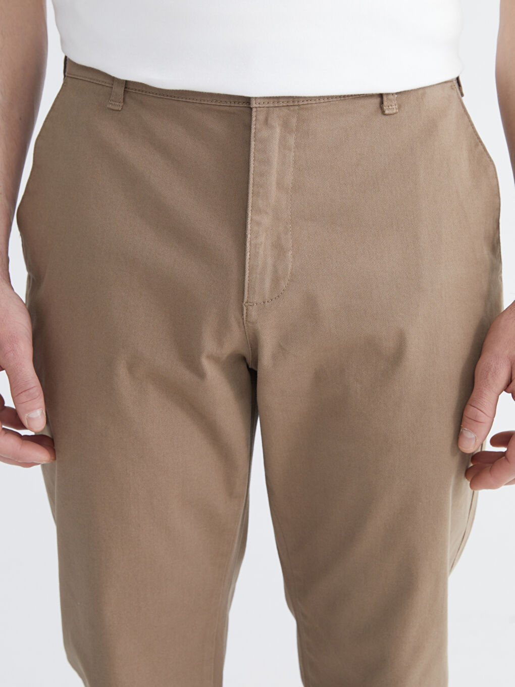 Kahverengi Dar Kalıp Erkek Chino Pantolon-2