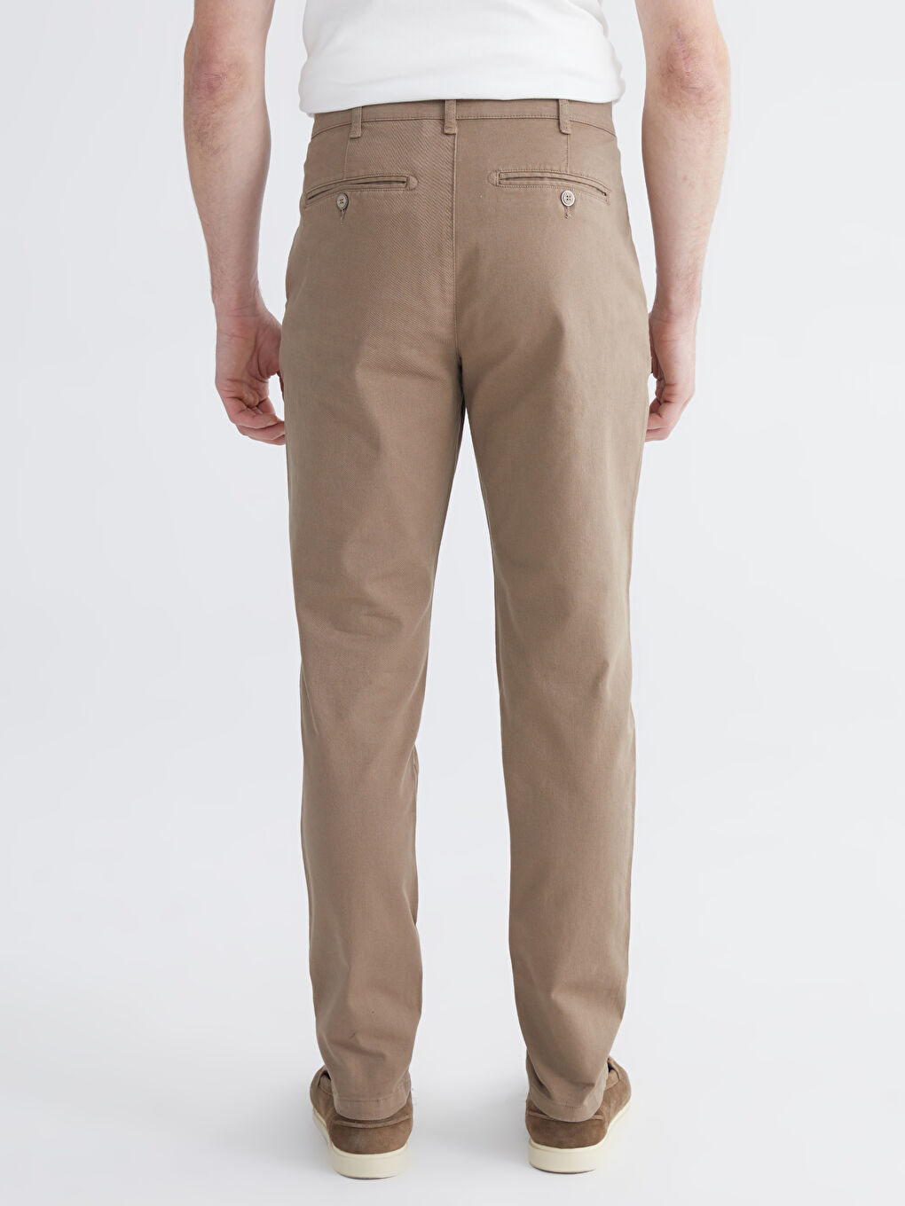 Kahverengi Dar Kalıp Erkek Chino Pantolon-3