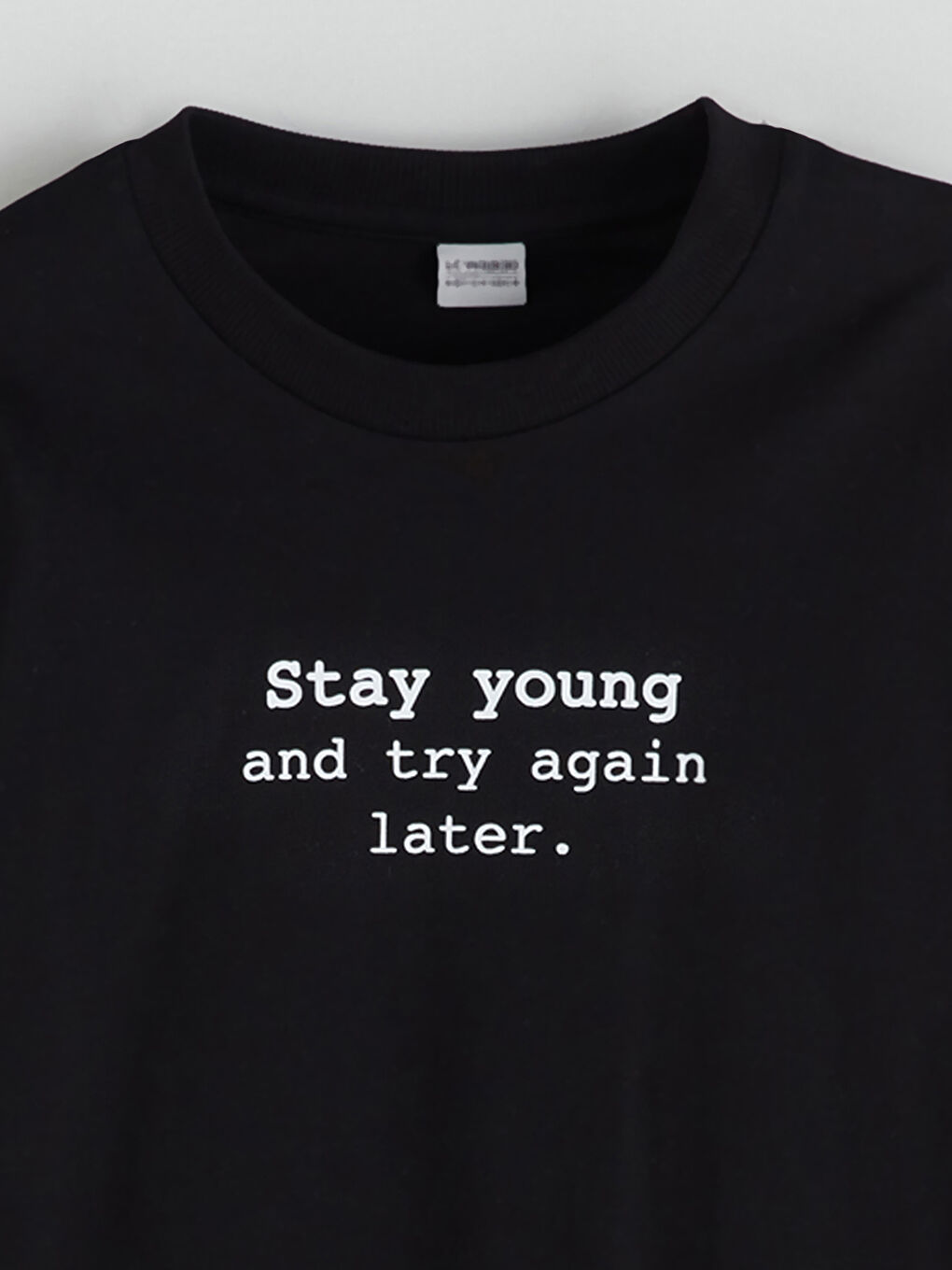 Siyah Bisiklet Yaka Erkek Çocuk Tişört-1