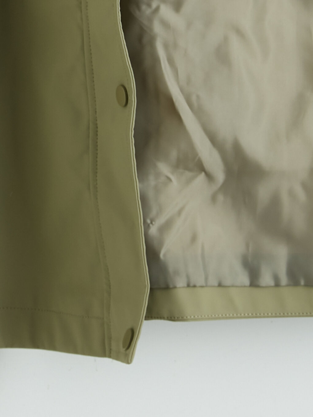 Haki Kadın Kapüşonlu Düz Yağmurluk-5