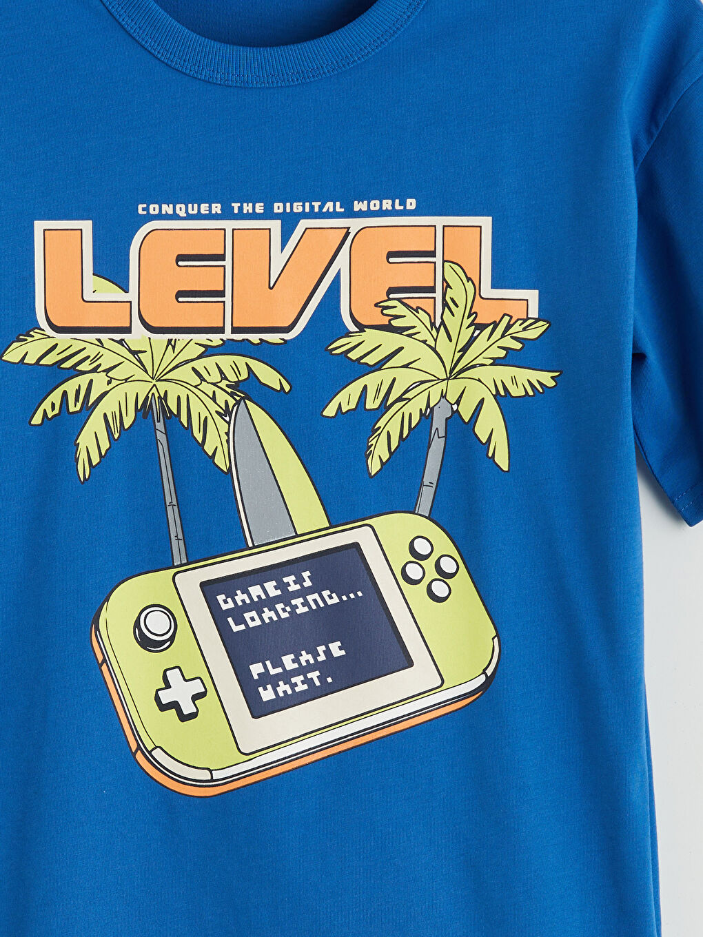 Mavi Bisiklet Yaka Baskılı Erkek Çocuk Tişört-2