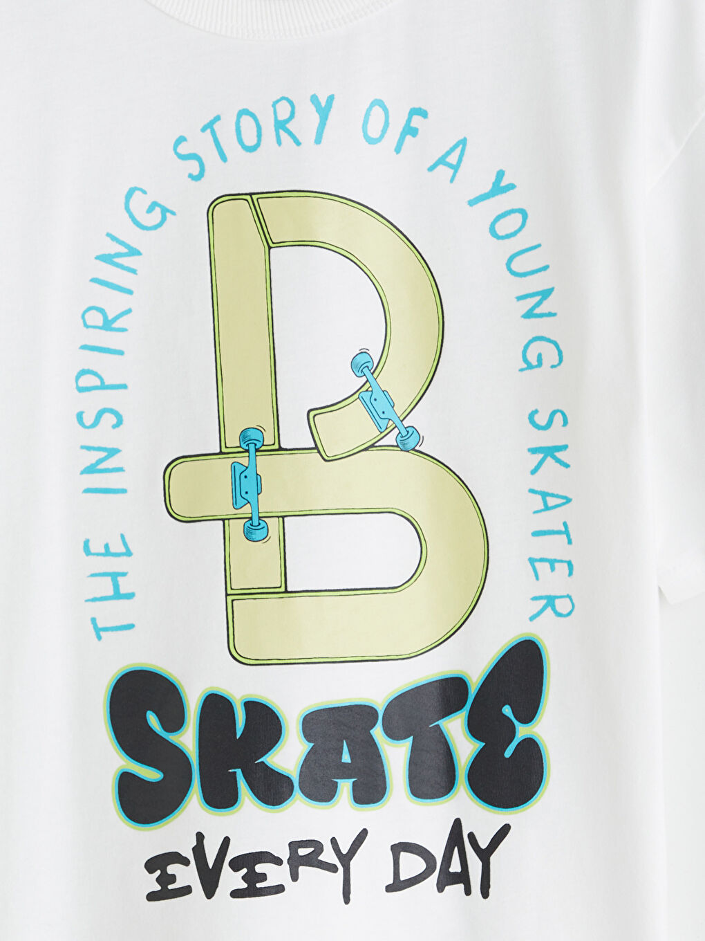 Ekru Bisiklet Yaka Baskılı Erkek Çocuk Tişört-2