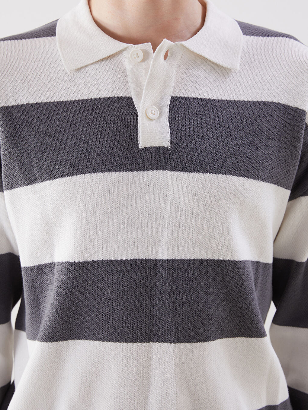 Polo Neck Striped Men's Sweater-2