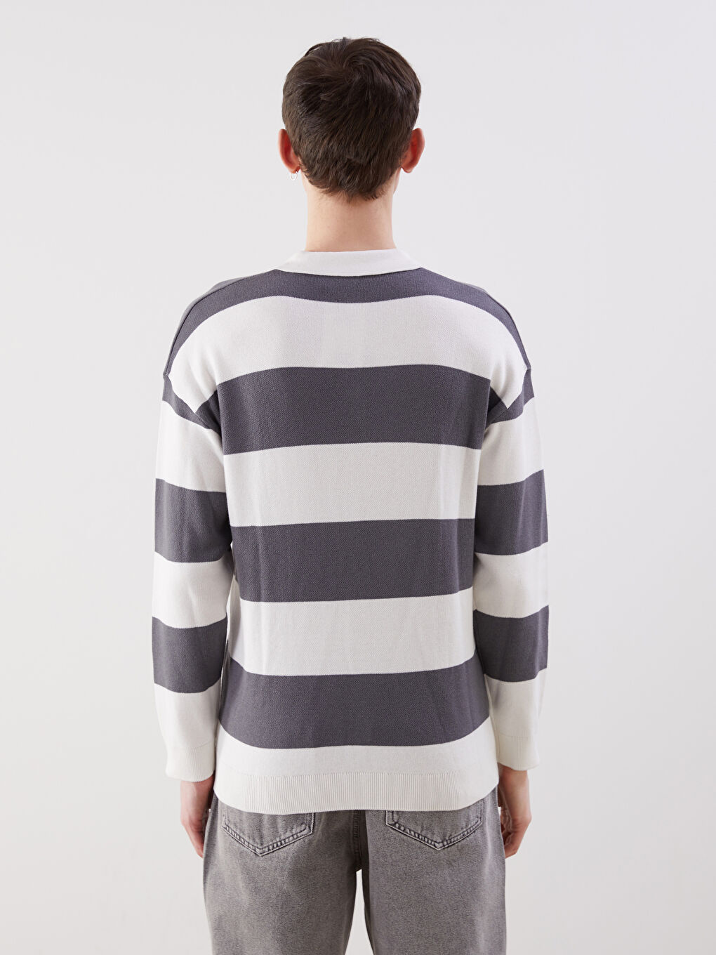 Polo Neck Striped Men's Sweater-3