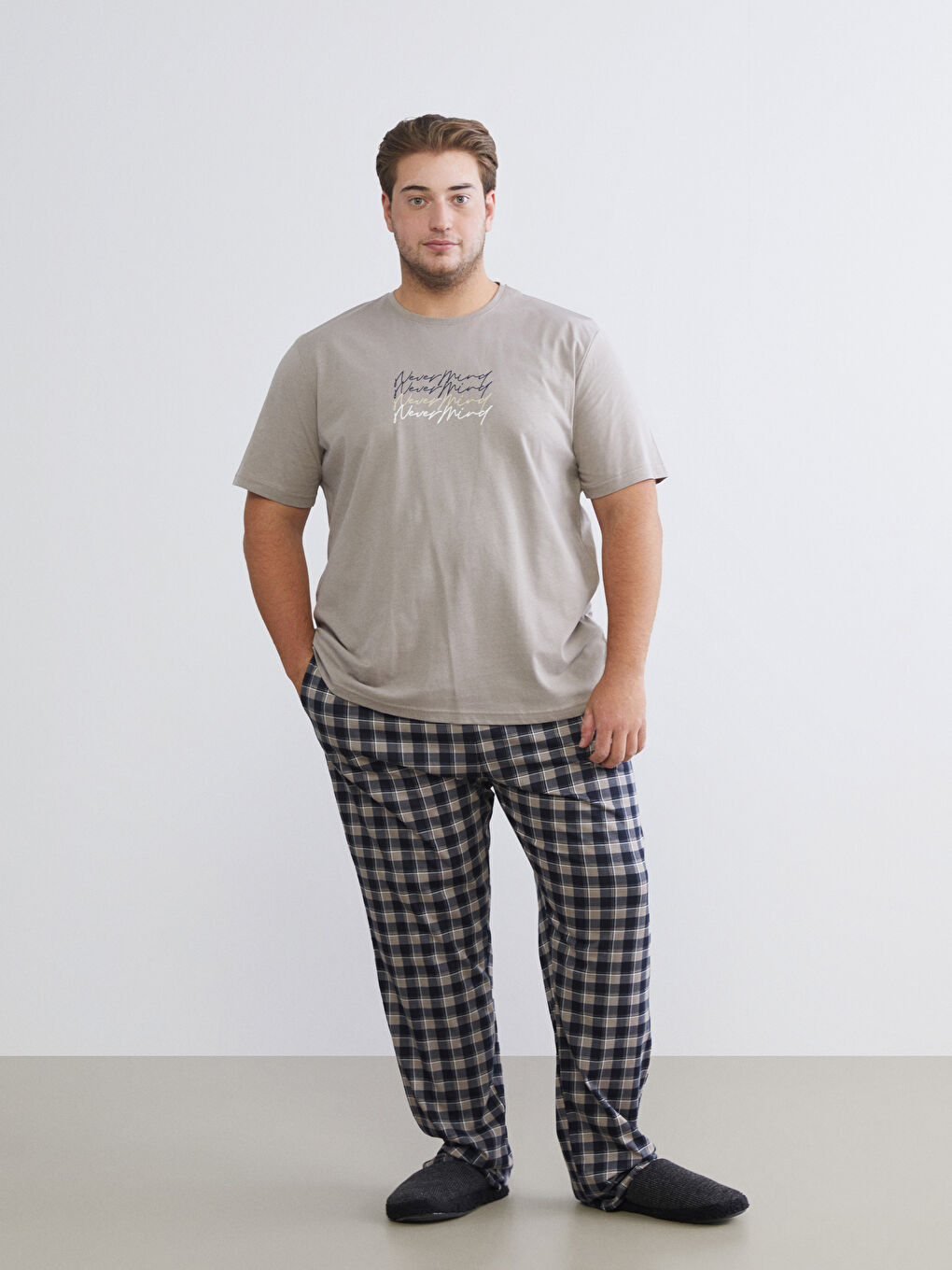 سێتی بیجامە قاوه‌یی پیاو-5