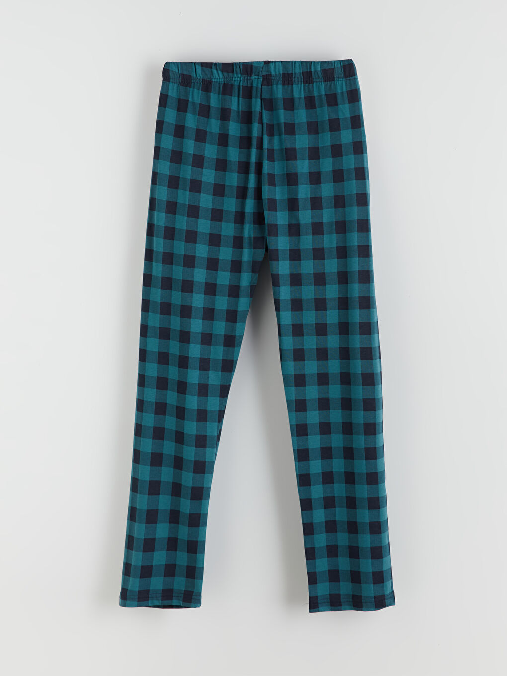 Petrol Standart Kalıp Ekose Erkek Pijama Alt-1