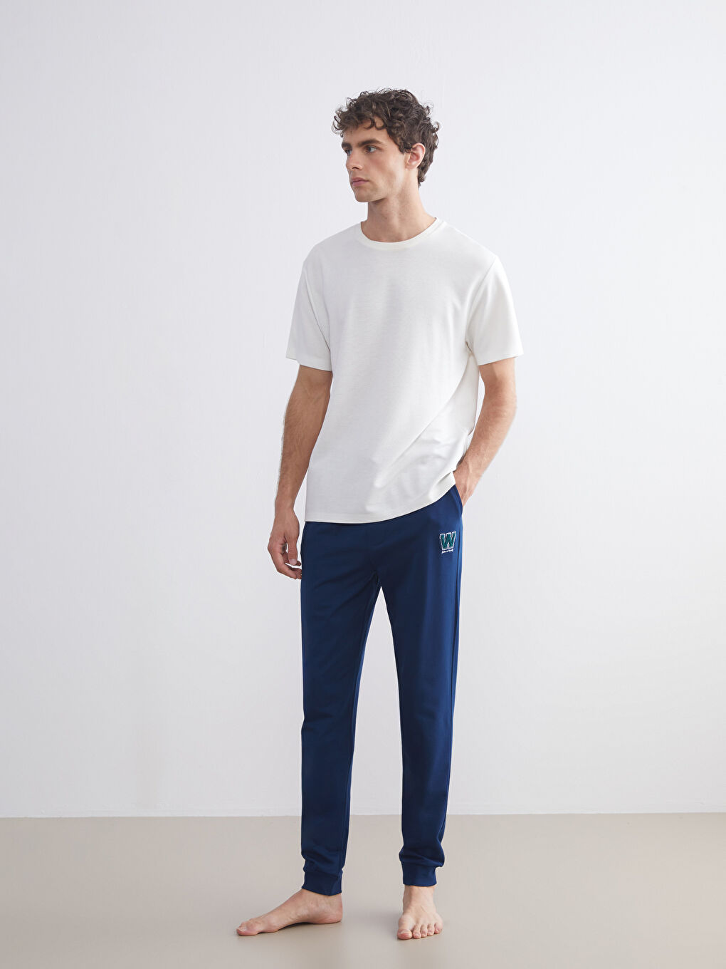 Lacivert Standart Kalıp Erkek Jogger Pijama Alt