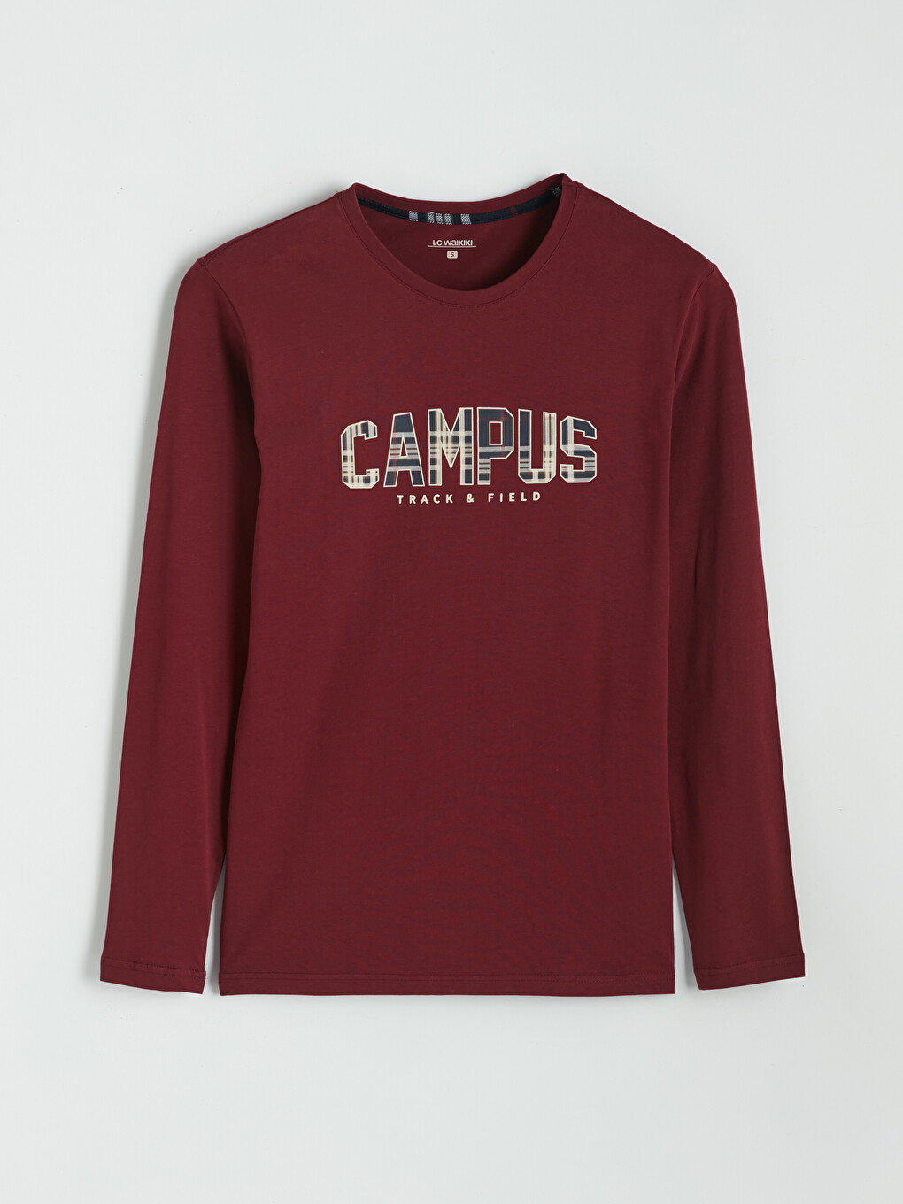 Bordo Bisiklet Yaka Baskılı Erkek Pijama Üst-4