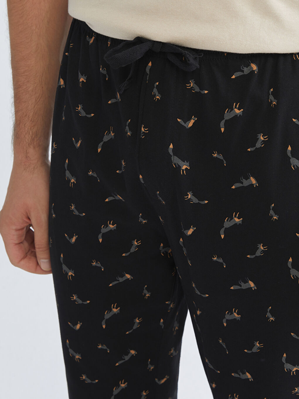 Siyah Standart Kalıp Baskılı Erkek Pijama Alt-2