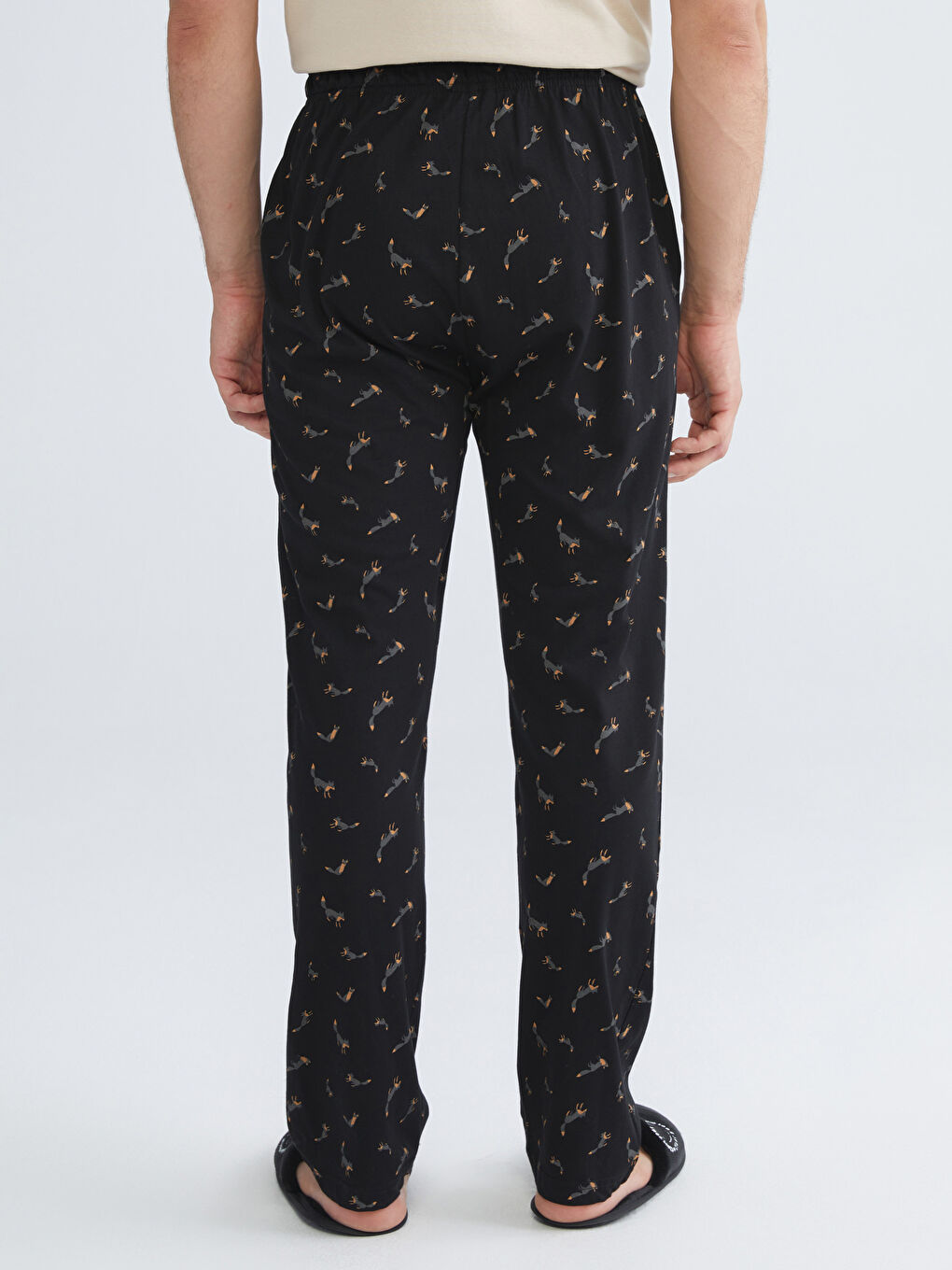 Siyah Standart Kalıp Baskılı Erkek Pijama Alt-3