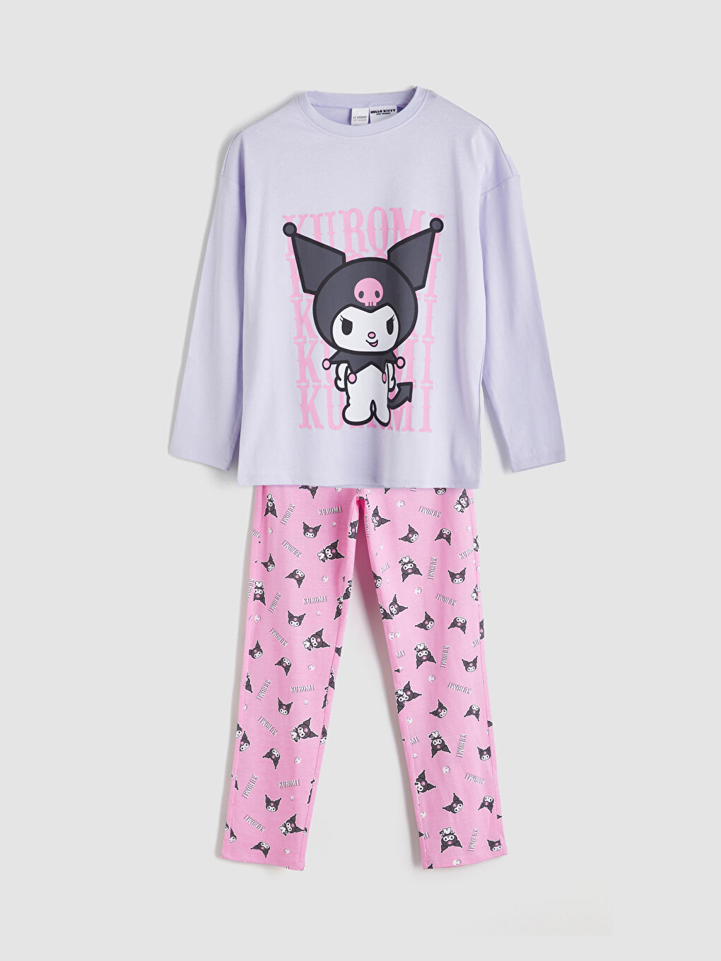 LCW Kids Okrugli izrez Kuromi Štampane Pidžame - Devojčice Komplet -W51858Z4-G7S