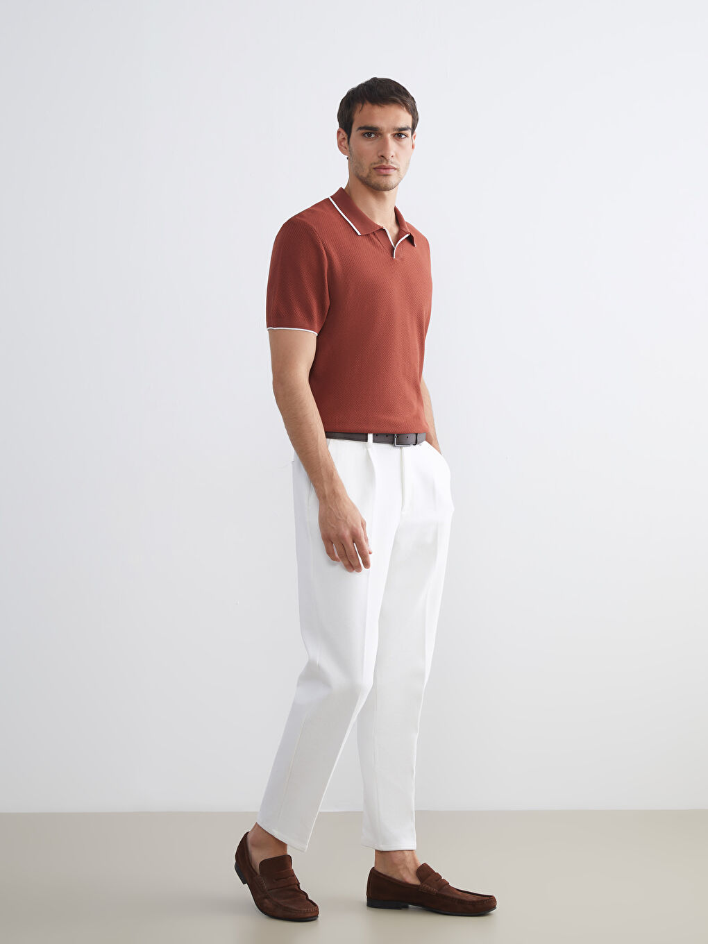 SOUTHBLUE Polo Neck Short Sleeve Men's Knitwear Sweater -W51859Z8-GXX