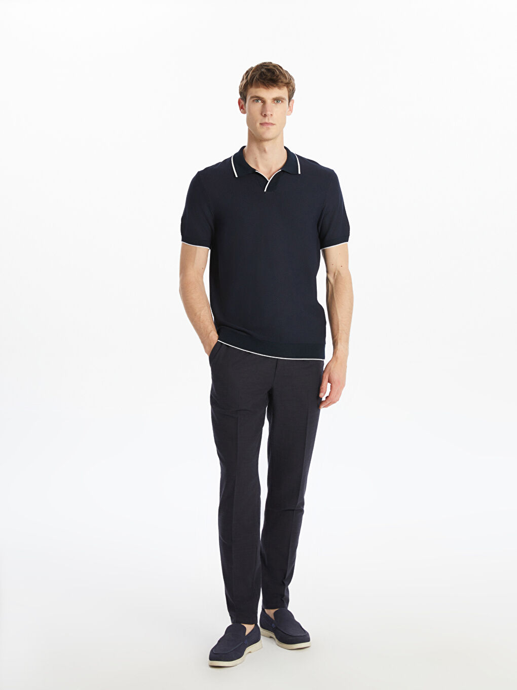 SOUTHBLUE Polo Neck Short Sleeve Men's Knitwear Sweater -W51859Z8-RFH