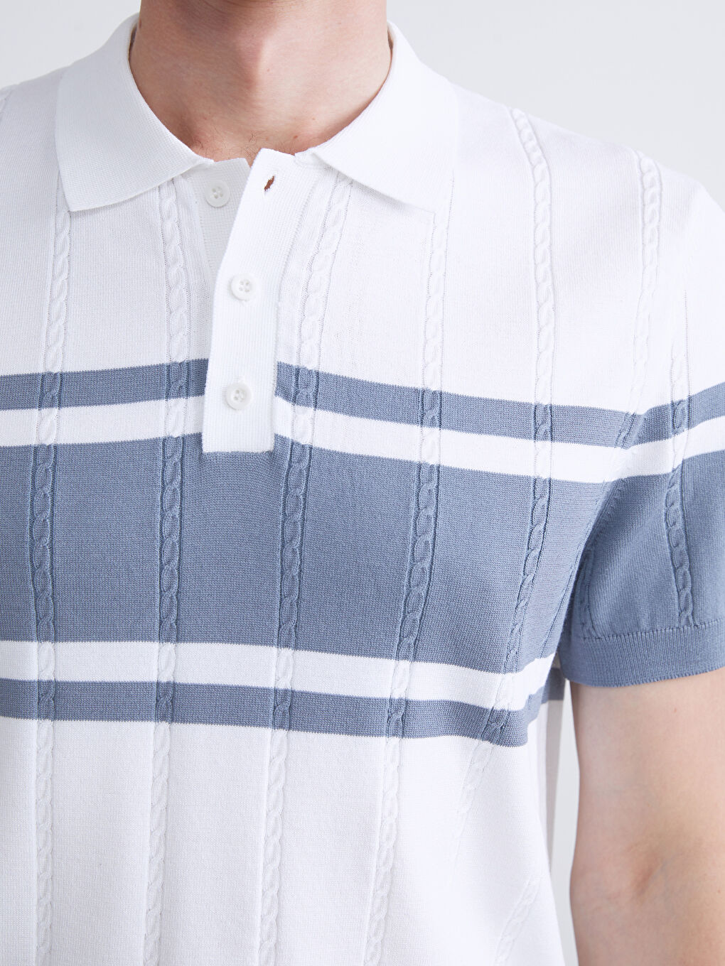 LCWAIKIKI Classic Polo Neck Short Sleeve Striped Men's Knitwear Sweater -W51863Z8-Q6K