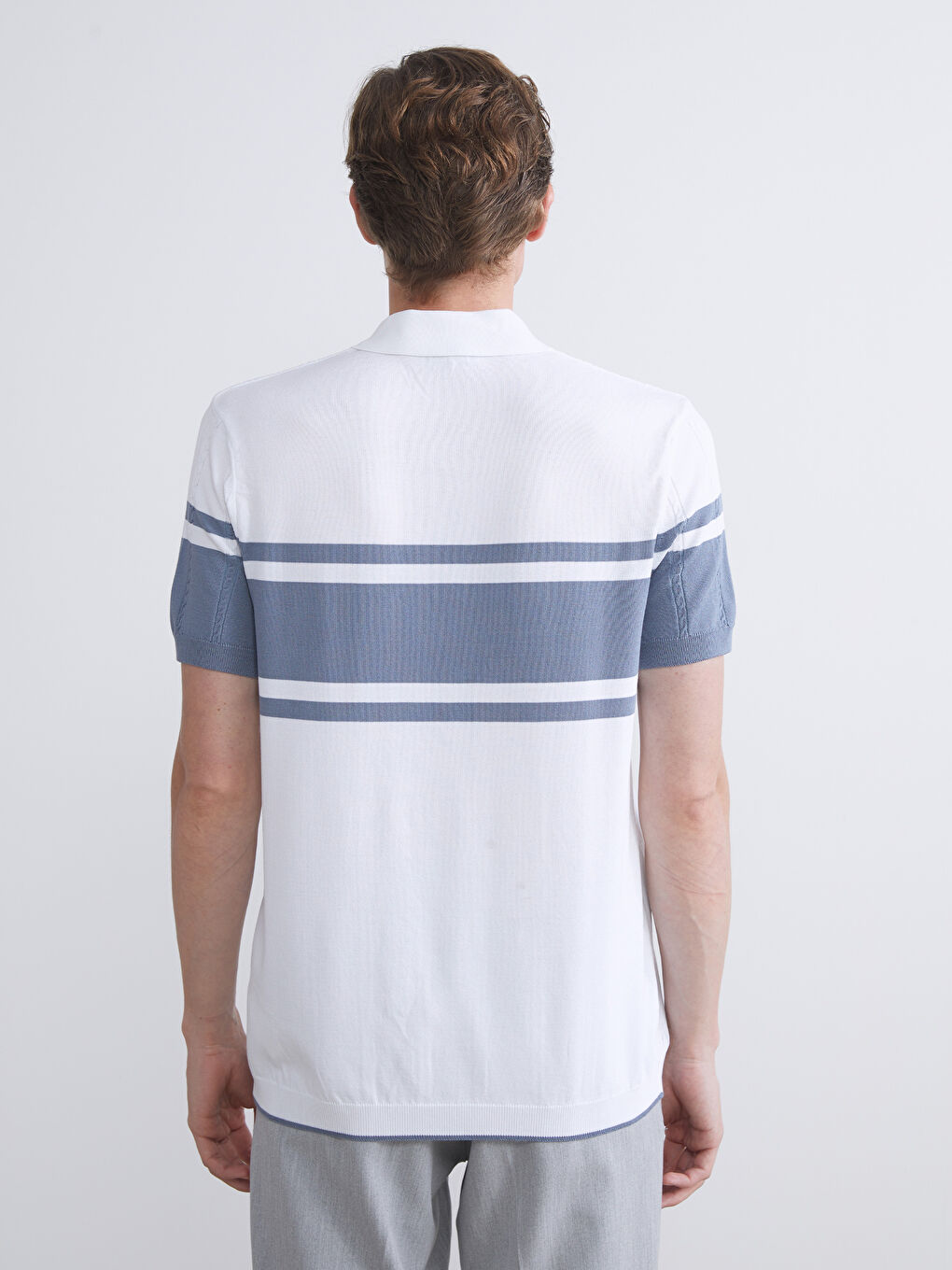 LCWAIKIKI Classic Polo Neck Short Sleeve Striped Men's Knitwear Sweater -W51863Z8-Q6K