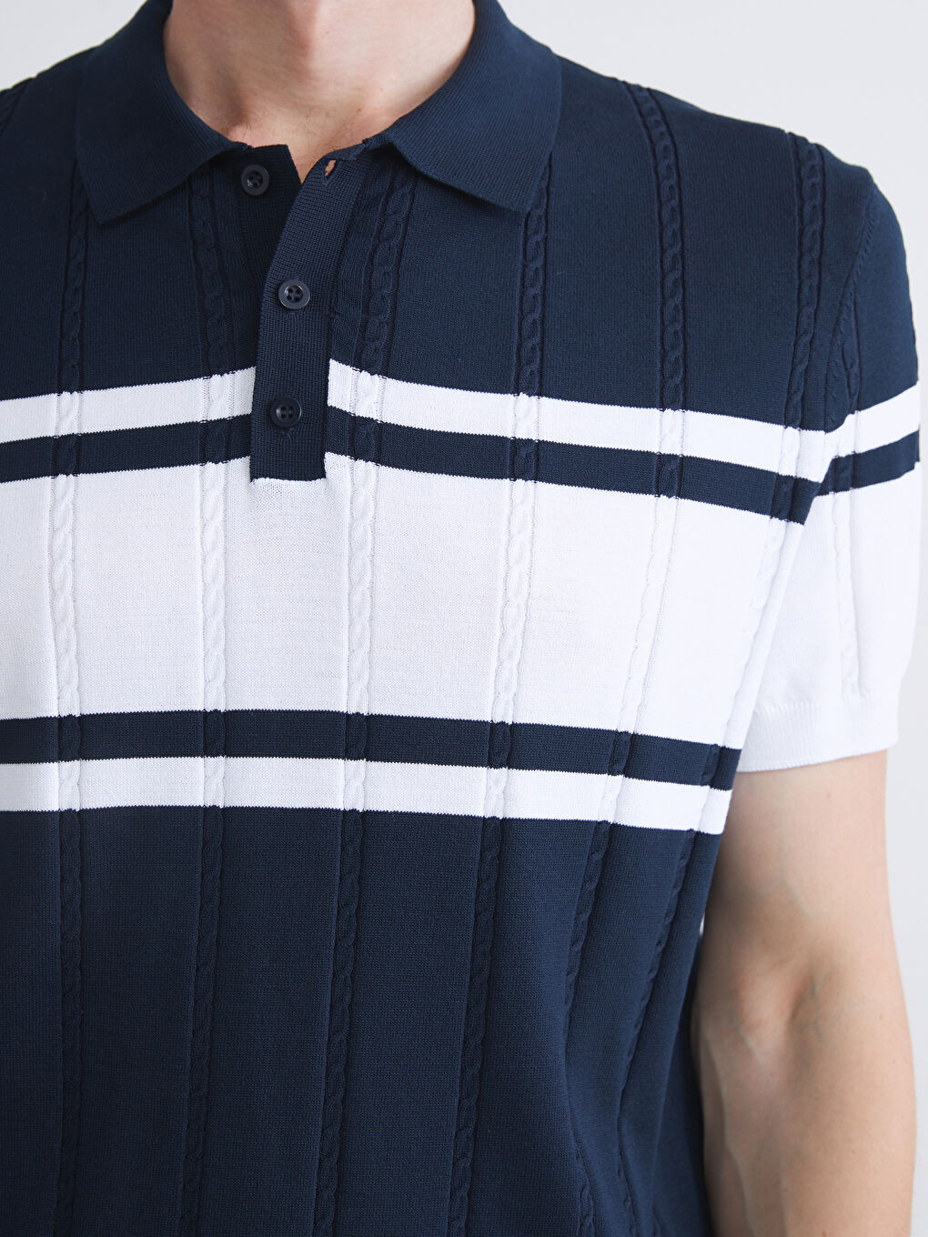 LCWAIKIKI Classic Polo Neck Short Sleeve Striped Men's Knitwear Sweater -W51863Z8-RFH