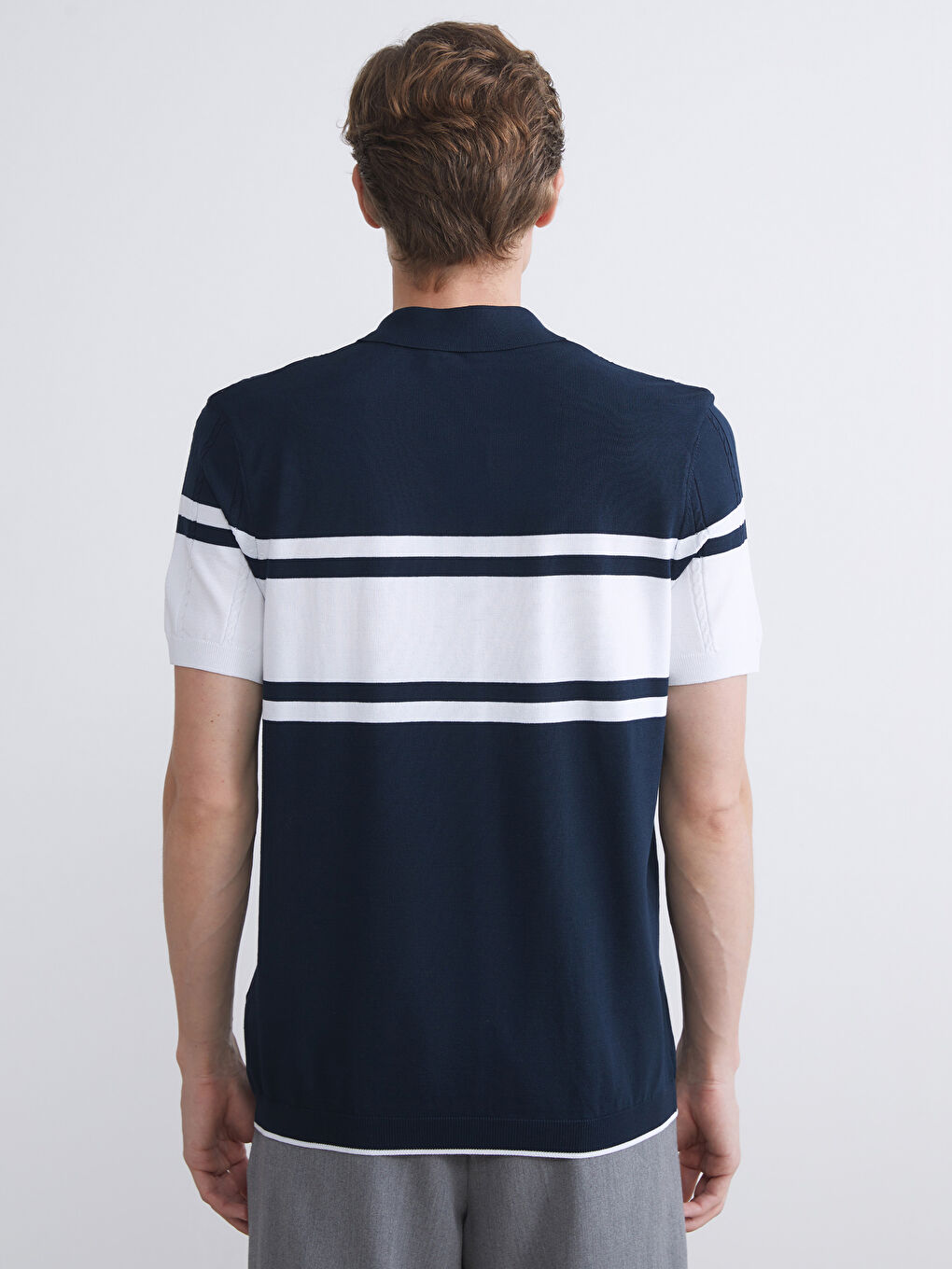 LCWAIKIKI Classic Polo Neck Short Sleeve Striped Men's Knitwear Sweater -W51863Z8-RFH