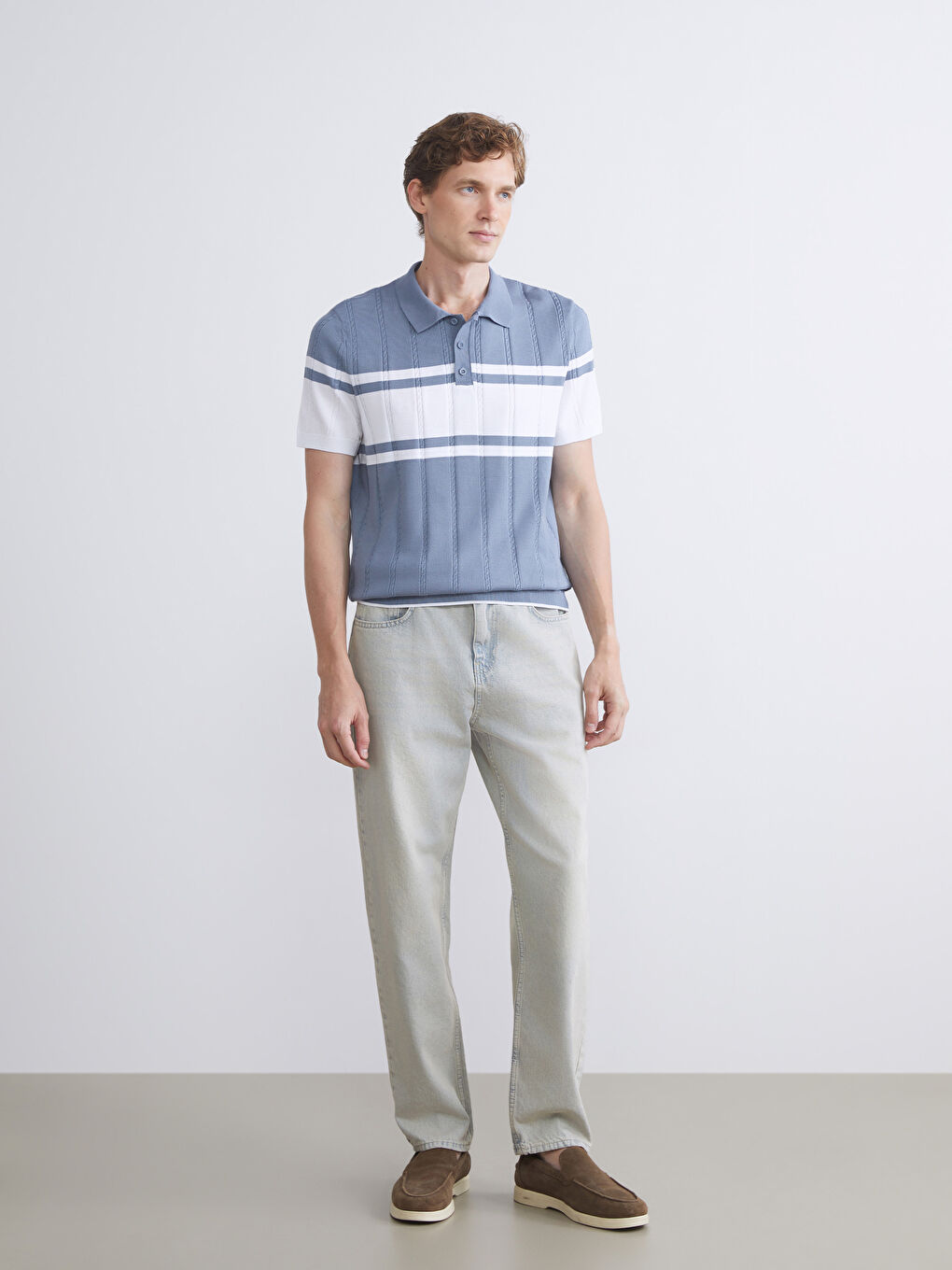 LCWAIKIKI Classic Polo Neck Short Sleeve Striped Men's Knitwear Sweater -W51863Z8-VW0