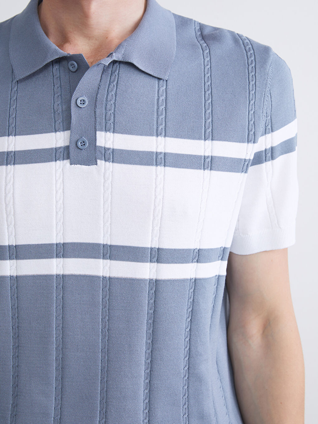 LCWAIKIKI Classic Polo Neck Short Sleeve Striped Men's Knitwear Sweater -W51863Z8-VW0