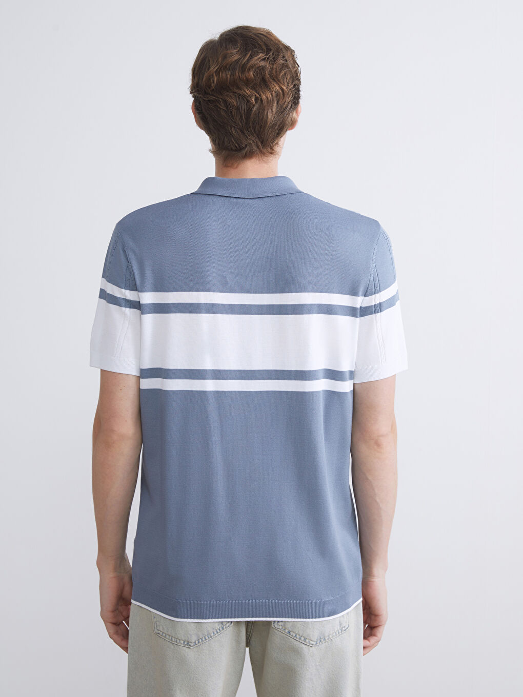 LCWAIKIKI Classic Polo Neck Short Sleeve Striped Men's Knitwear Sweater -W51863Z8-VW0