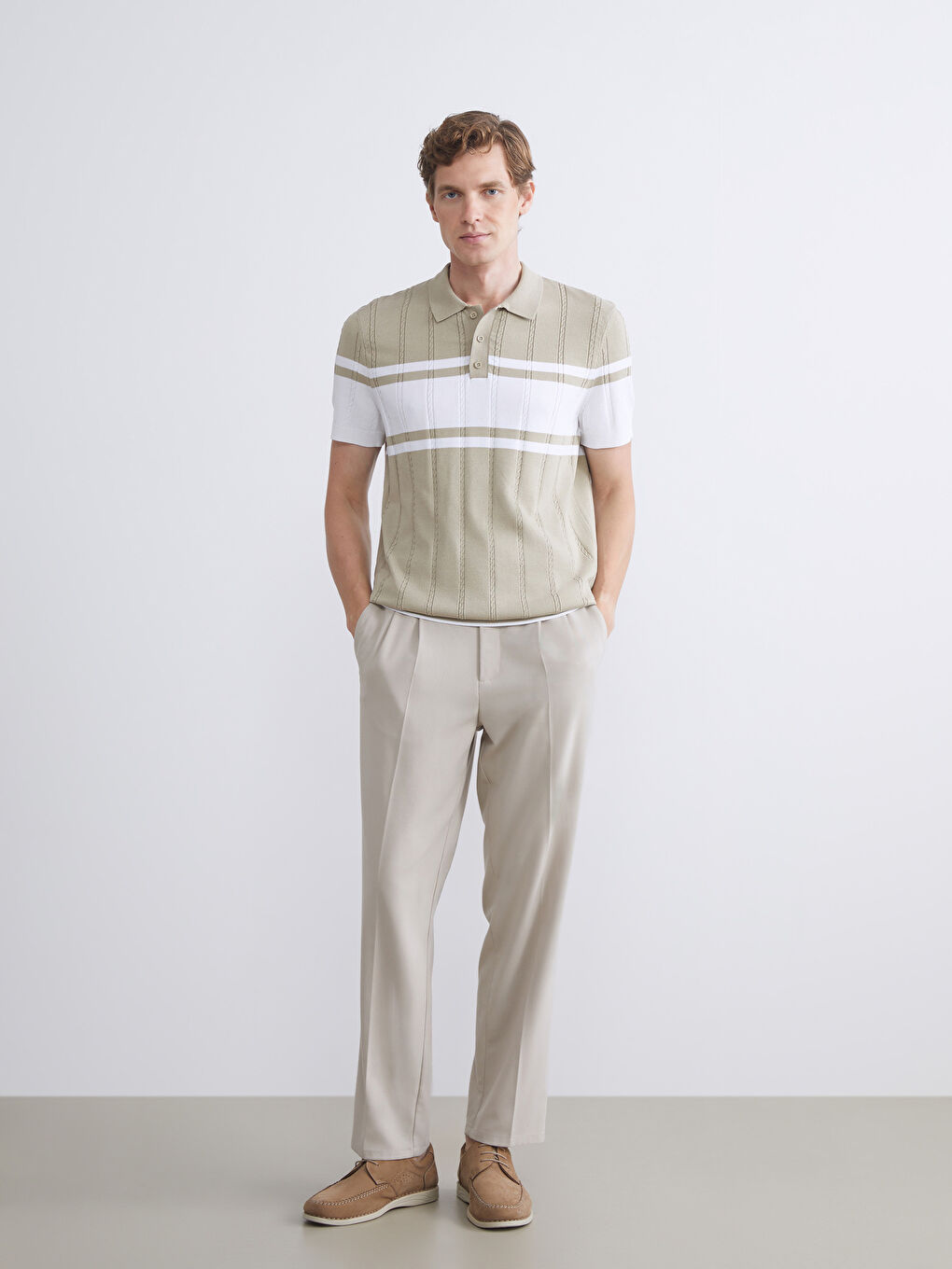 LCWAIKIKI Classic Polo Neck Short Sleeve Striped Men's Knitwear Sweater -W51863Z8-VW3
