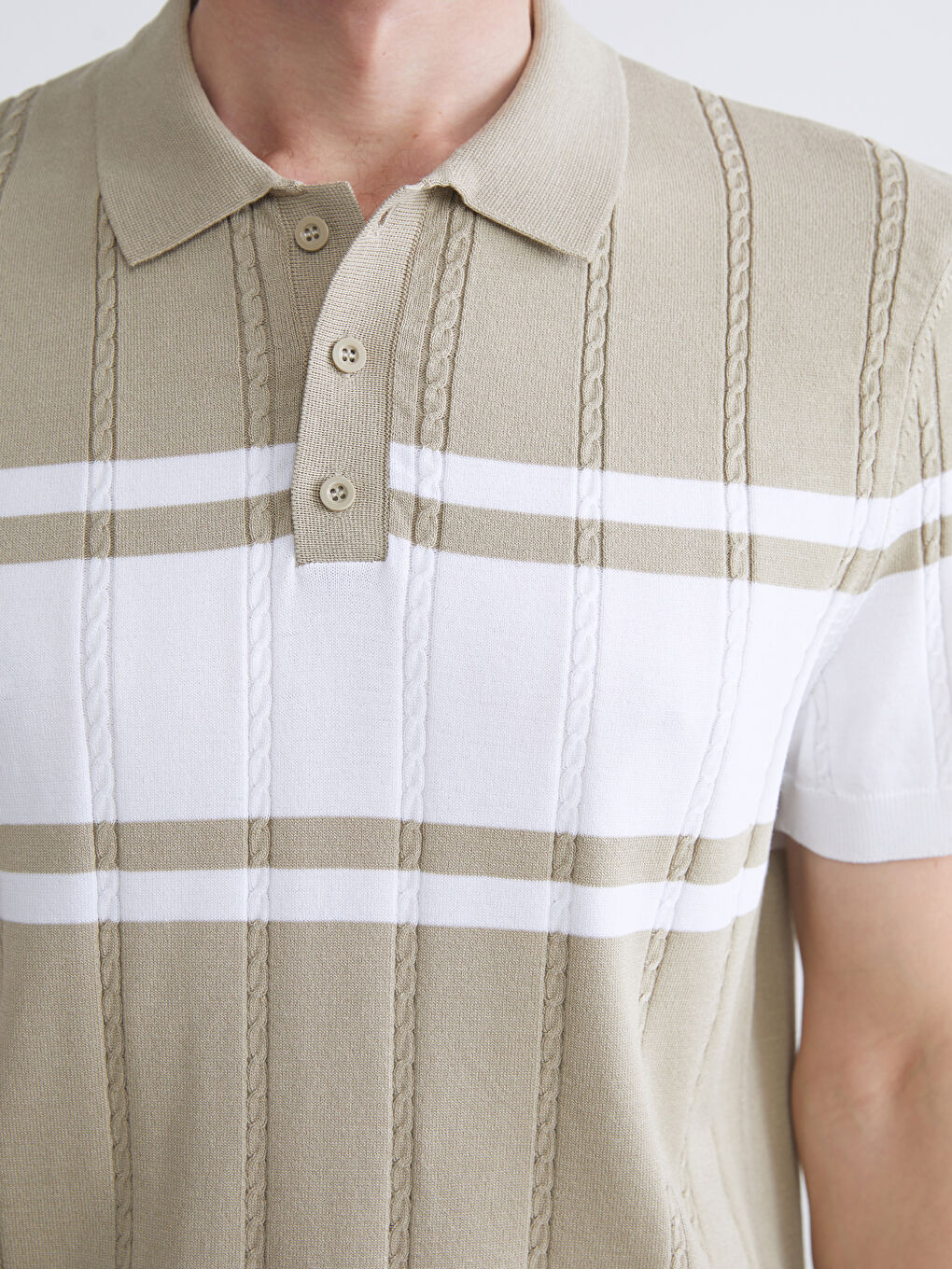 LCWAIKIKI Classic Polo Neck Short Sleeve Striped Men's Knitwear Sweater -W51863Z8-VW3