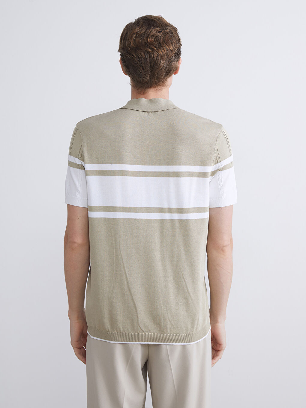 LCWAIKIKI Classic Polo Neck Short Sleeve Striped Men's Knitwear Sweater -W51863Z8-VW3