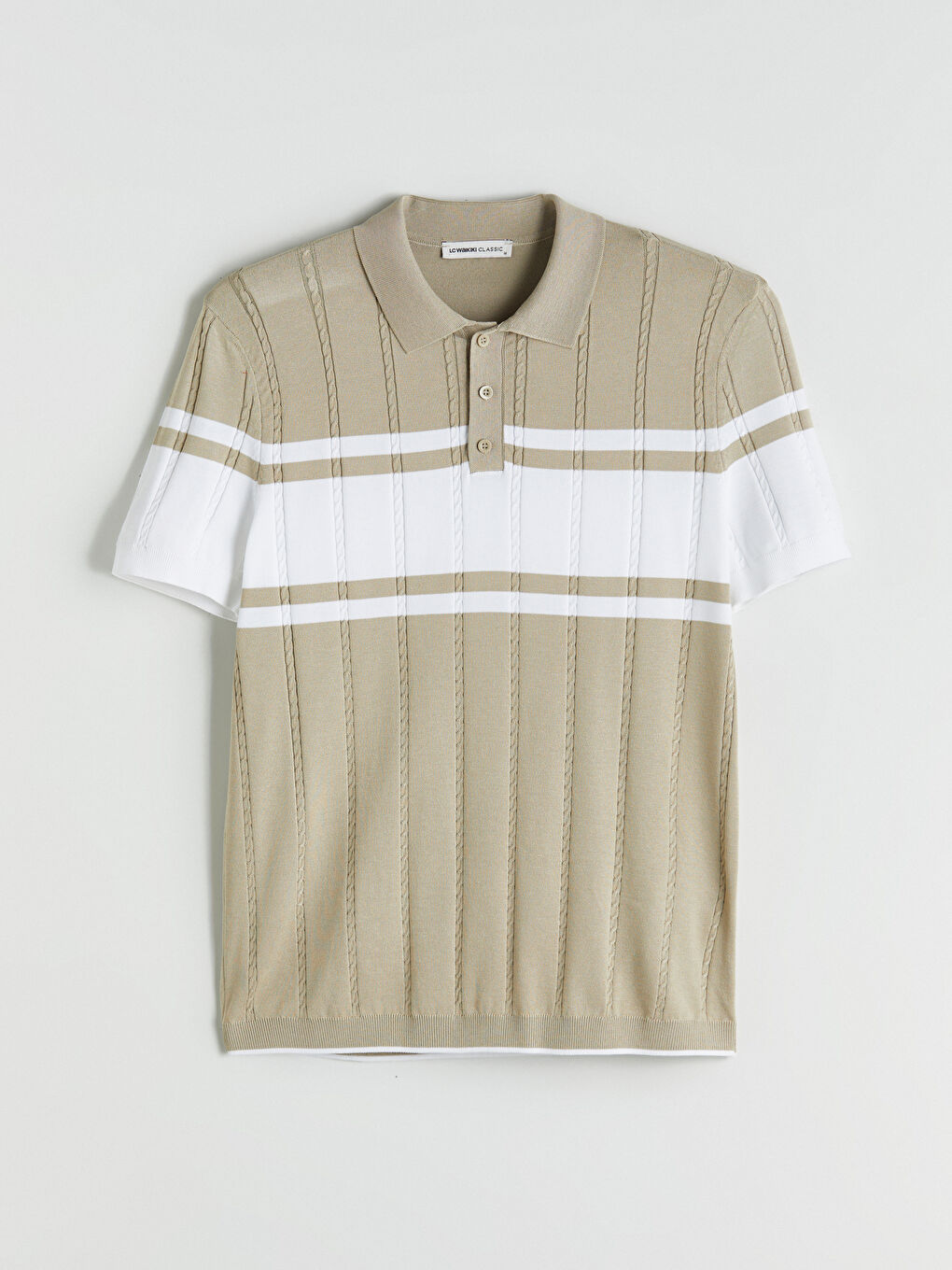 LCWAIKIKI Classic Polo Neck Short Sleeve Striped Men's Knitwear Sweater -W51863Z8-VW3