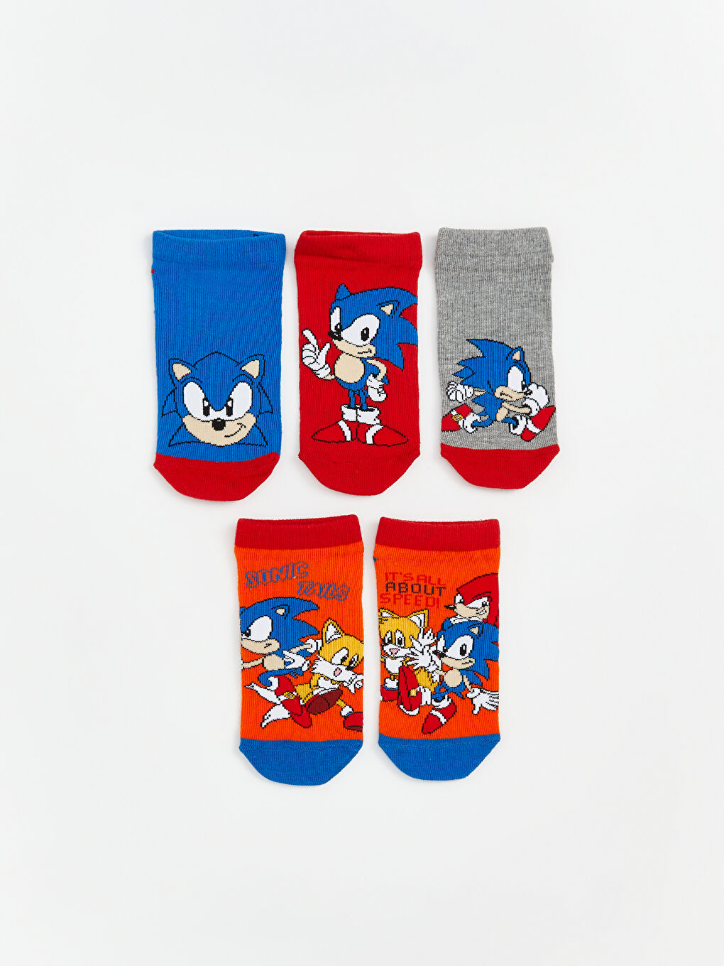LCW Kids Sonic Patterned Boys' Trainer Socks 5 Pack -W51938Z4-K00