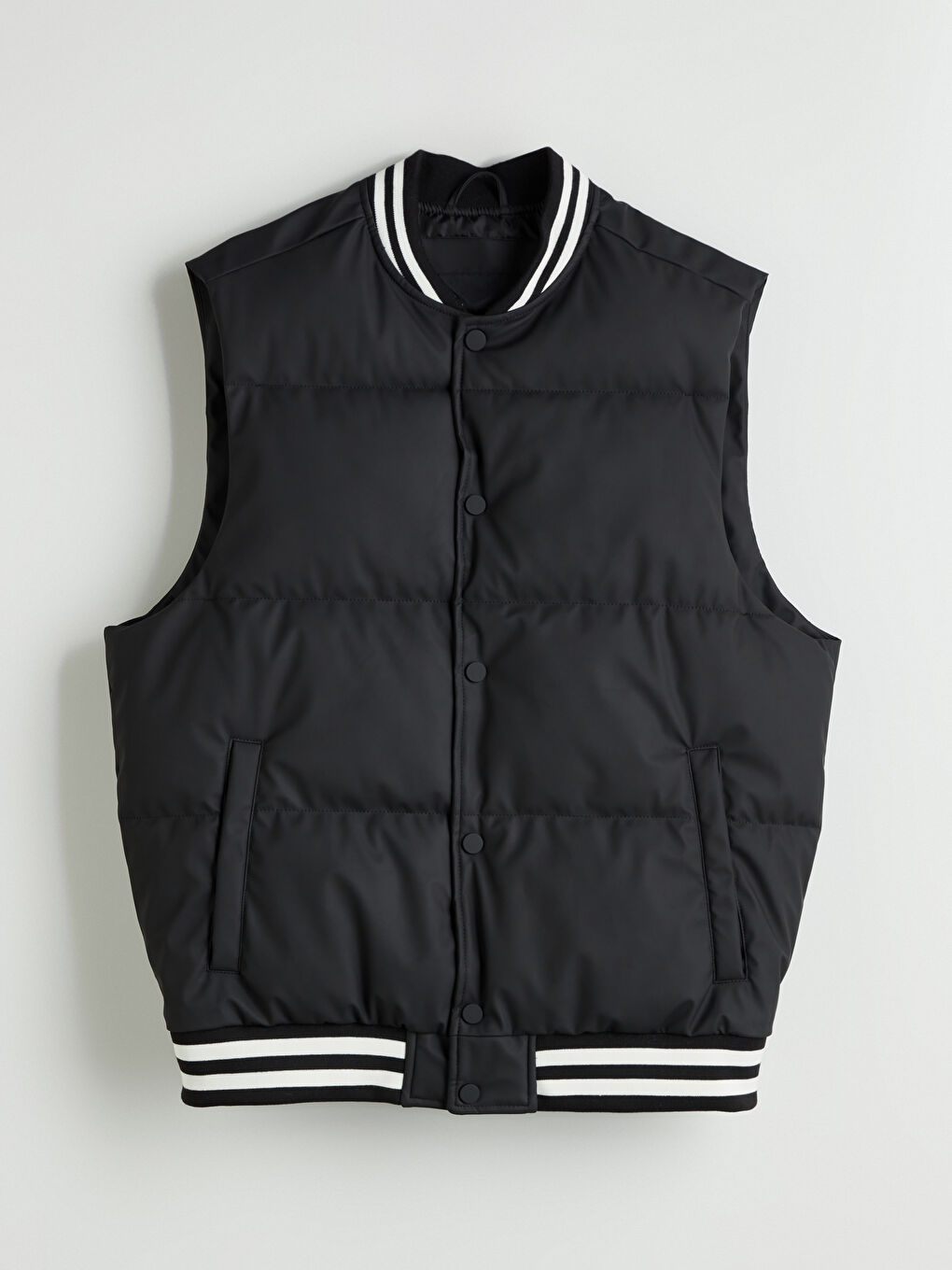 Siyah Standart Kalıp Kolej Yaka Erkek Şişme Yelek-5